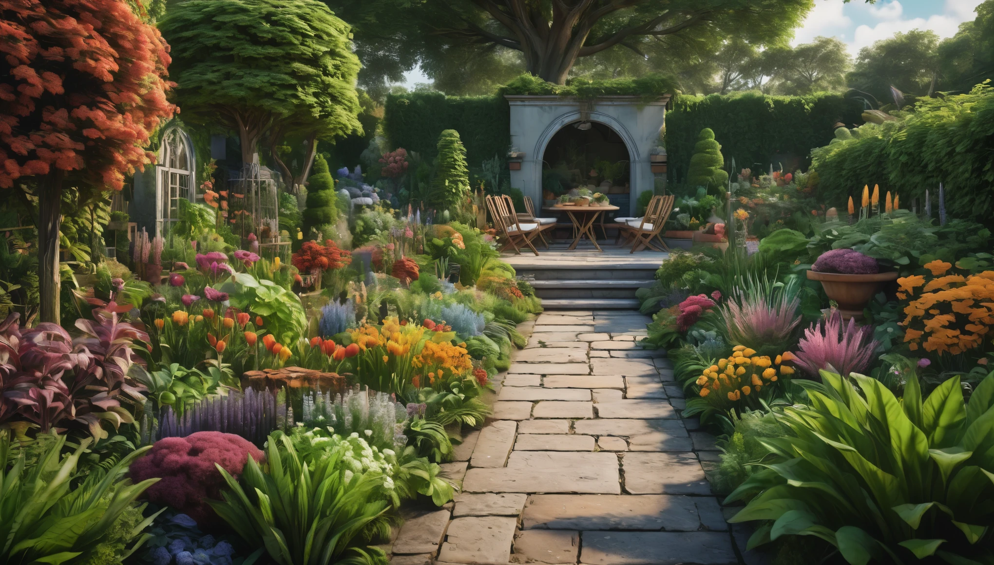 create an image demonstrating the style of ((Gardencore)) style, hyper realism, 8k high definition, vibrant colors, sharp focus, insanely detailed