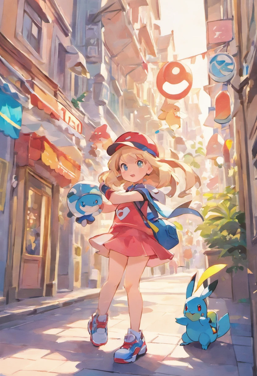 masterpiece,best Quality,1girl,cap,trainer,street