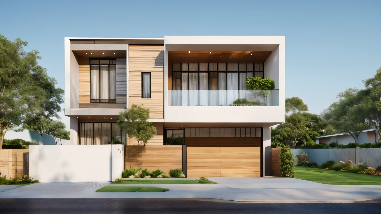 12-front house divided into two semi-detached houses, 1 floor, impressive modern A-roof design, detailed soft curves, simple color tones, tiled roof, set in a small alley , realistic images like arcdaily photos, realistic lighting, super realistic