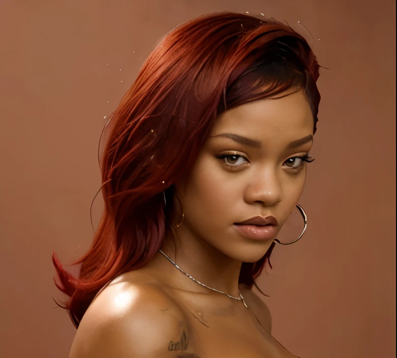 Rihanna con pelo rojo y largo