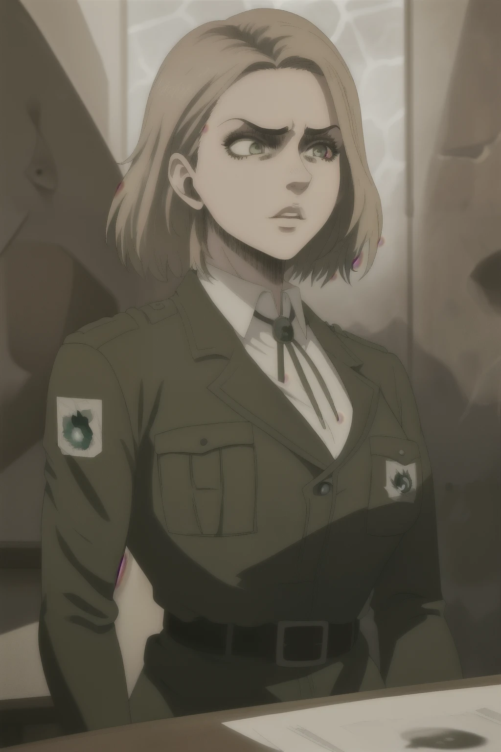 (best quality, highres, masterpiece:1.2), annoyed 1girl in a uniform with a hitchat, captured in the upper body, standing solo outdoors. The artwork features extremely detailed eyes, beautiful detailed lips, and a well-defined face. The girl's eyes express annoyance, adding depth to the character's emotions. The art style is reminiscent of a masterpiece, combining elements of portraits and photography to create a realistic and photorealistic image.

The artwork showcases the girl's unique uniform, highlighting its intricate details, such as precise stitching and well-defined textures. The uniform enhances the character's professional and disciplined nature. The vivid colors of the artwork, coupled with studio lighting, create a vibrant and captivating visual experience.

Attention is drawn to the girl's naked breasts through a strategically placed boob window, adding an element of sensuality to the artwork. The artist has paid great attention to detail, capturing every curve and contour of the breasts, making them appear realistic and physically-based rendered. The bold inclusion of nudity adds a touch of eroticism without overpowering the overall composition.

The outdoors setting provides a refreshing and natural backdrop, with vibrant foliage and warm sunlight filtering through the trees. The lighting accentuates the girl's physical features, casting dramatic shadows and highlights on her face and uniform. The bokeh effect adds a sense of depth to the image, creating a visually striking contrast between the sharp focus on the girl's face and the soft, blurred background.

Overall, this artwork is a true masterpiece, showcasing the best quality and high-resolution craftsmanship. The detailed portrayal of the girl, combined with the art style, colors, and lighting, creates a visually stunning and emotionally captivating image.