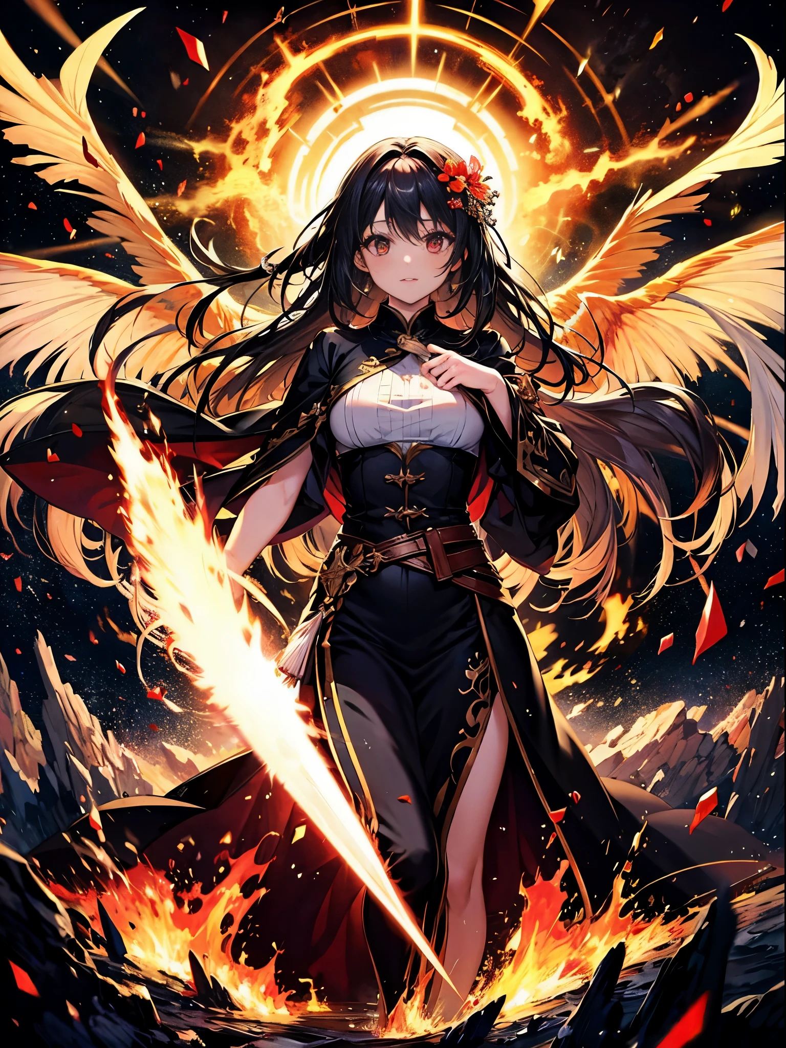 (((masterpiece)))、(((highest quality)))、((super detailed))、According to the contract、Follow me please、Overlord of Flame。come、Purification Flame、Great Sword of Flame。 fluttershy、Fire and brimstone through Sodom。turn sinners into dust of death。『Burning sky』