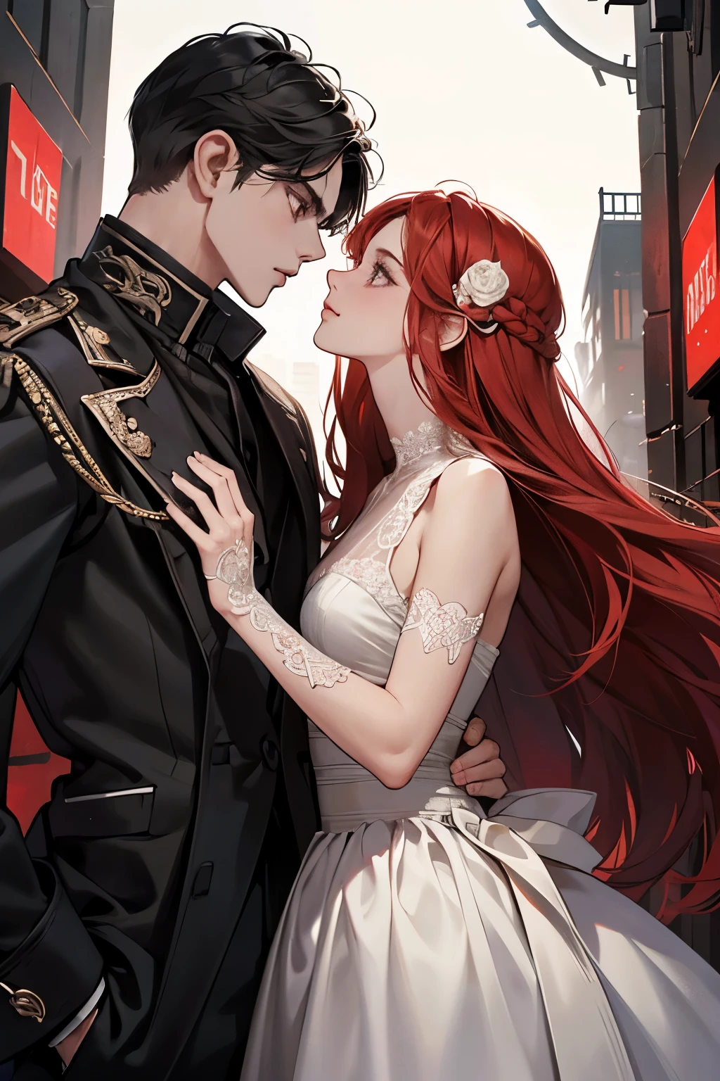 Imagery:
- A close-up of Alexander and Sophia gazing into each other's eyes, with Alexander's face partially obscured to maintain an air of mystery
- Alexander standing alone in a dark alleyway or against the backdrop of a gritty city skyline
- A metaphorical image like a rose with its thorns exposed, symbolizing the forbidden love
- Use muted, desaturated colors with selective pops of color like red for dramatic effect
Style Choices:
- Go for a vintage, almost pulp fiction-esque cover style with strong contrasting colors
- Use textured overlays like diamond plates or damask patterns to convey a sense of luxury and darknesake it very typographic and minimalist, allowing the title and couple to be the focal point
- Consider adding ominous elements like a shadowy figures or architecture in the background