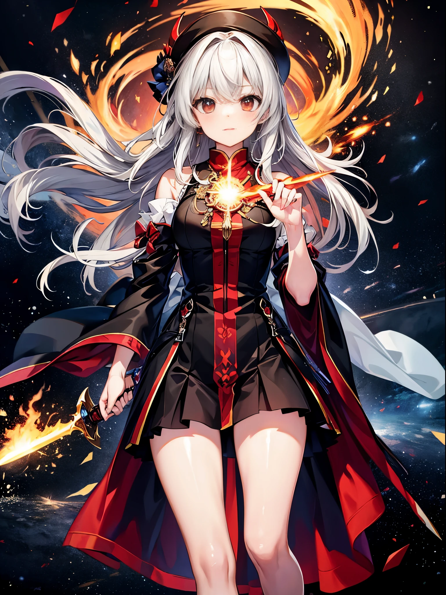 (((masterpiece)))、(((highest quality)))、((super detailed))、According to the contract、Follow me please、Overlord of Flame。come、Purification Flame、Great Sword of Flame。 fluttershy、Fire and brimstone through Sodom。turn sinners into dust of death。『Burning sky』