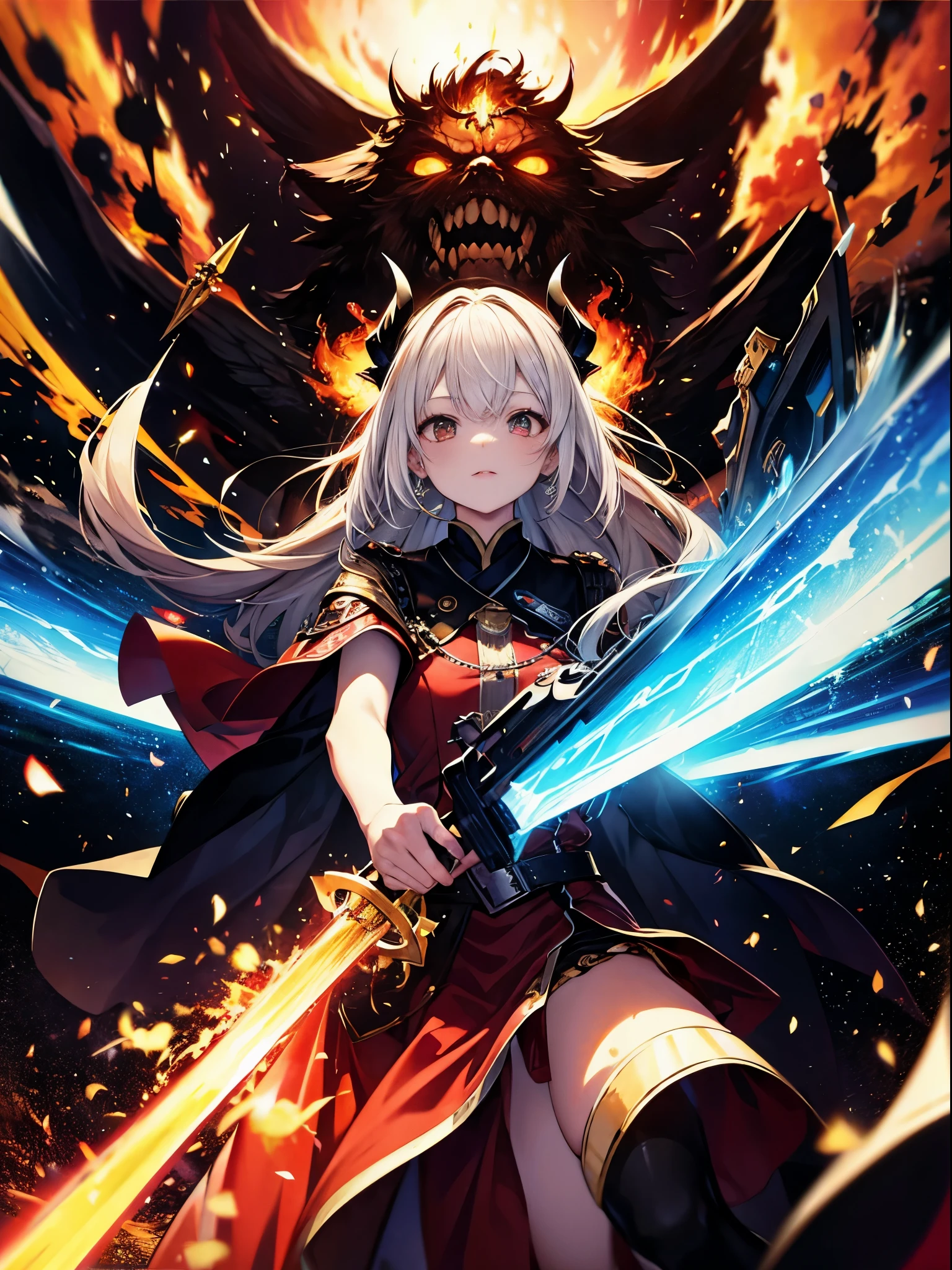 (((masterpiece)))、(((highest quality)))、((super detailed))、According to the contract、Follow me please、Overlord of Flame。come、Purification Flame、Great Sword of Flame。 fluttershy、Fire and brimstone through Sodom。turn sinners into dust of death。『Burning sky』