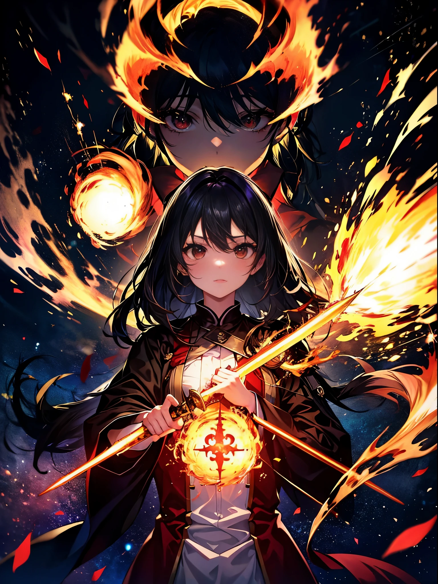 (((masterpiece)))、(((highest quality)))、((super detailed))、According to the contract、Follow me please、Overlord of Flame。come、Purification Flame、Great Sword of Flame。 fluttershy、Fire and brimstone through Sodom。turn sinners into dust of death。『Burning sky』