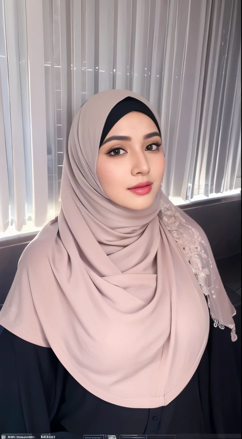 intricate, top-quality,Beautiful detailed hijabi,Bewitching face,(((kerala))) model,long lashes,Detailed details,Colossal tits,sideboobs,stares at the camera