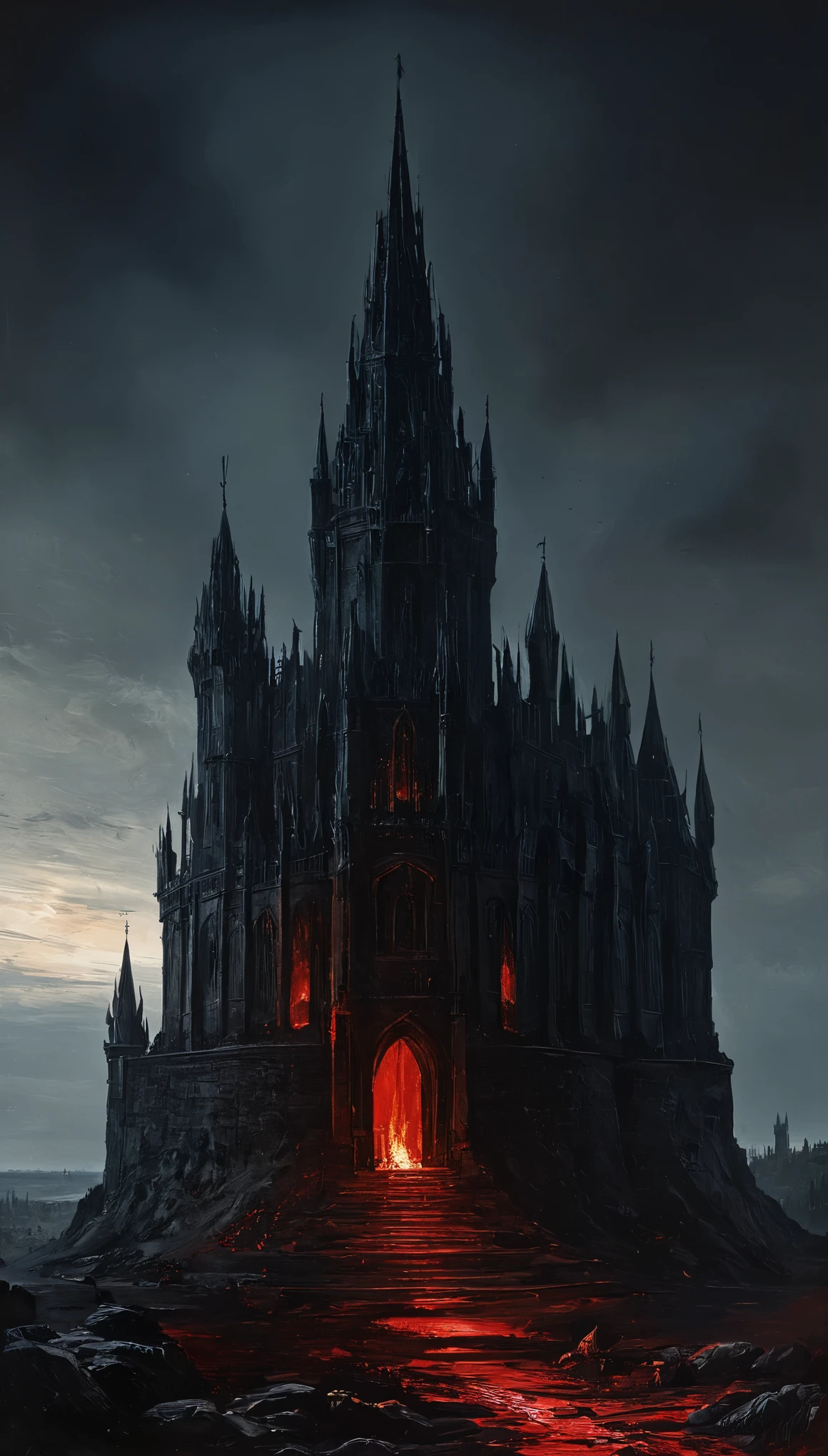 great kingdom of darkness casttle painting,red blood, dark fantasy artwork, dark souls concept art, dark souls art style, dark souls concept, dark souls art, dark fantasy style art, lord of cinder, in style dark souls 3,gothic,