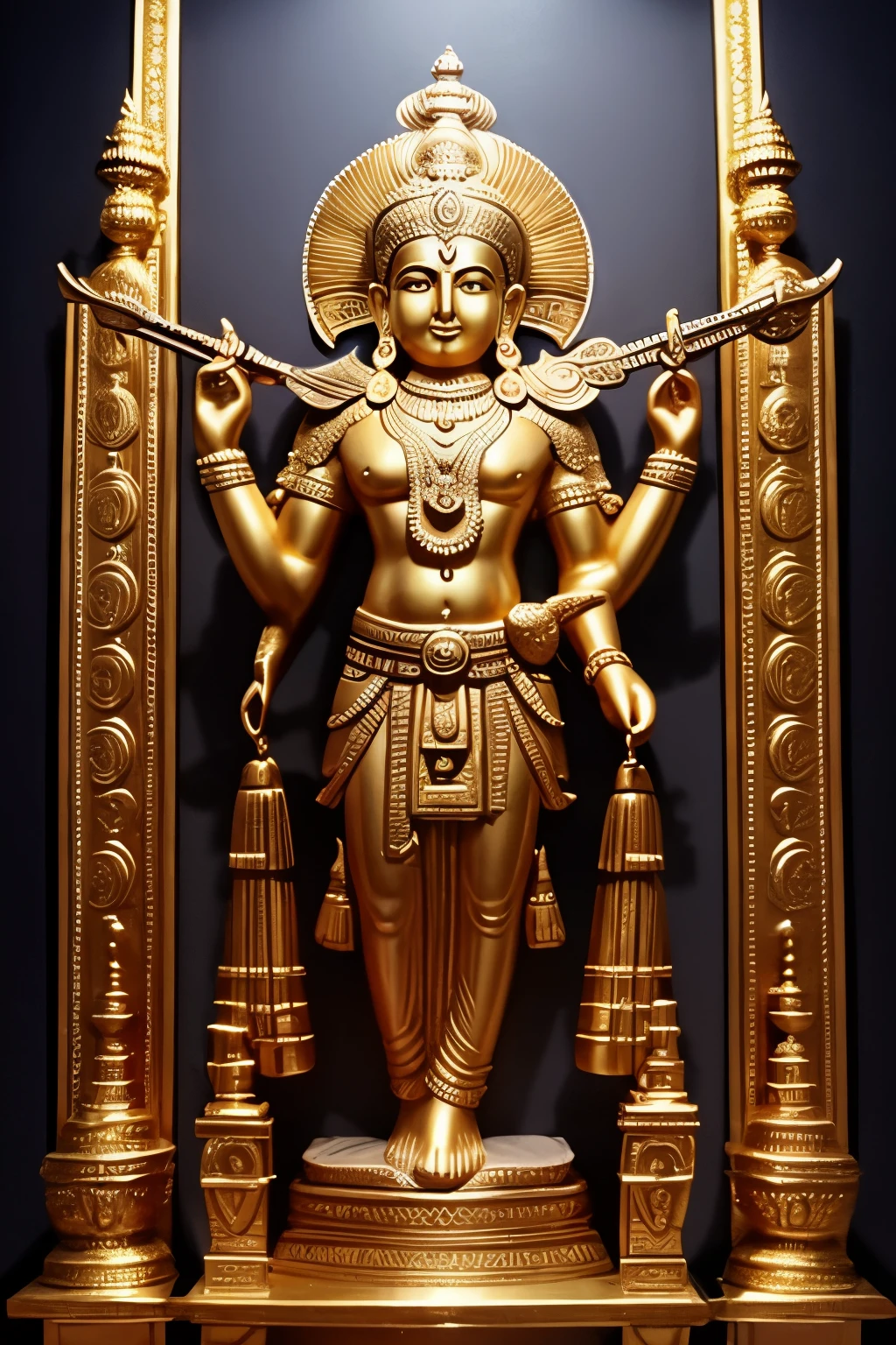 A statue of golden Krishna