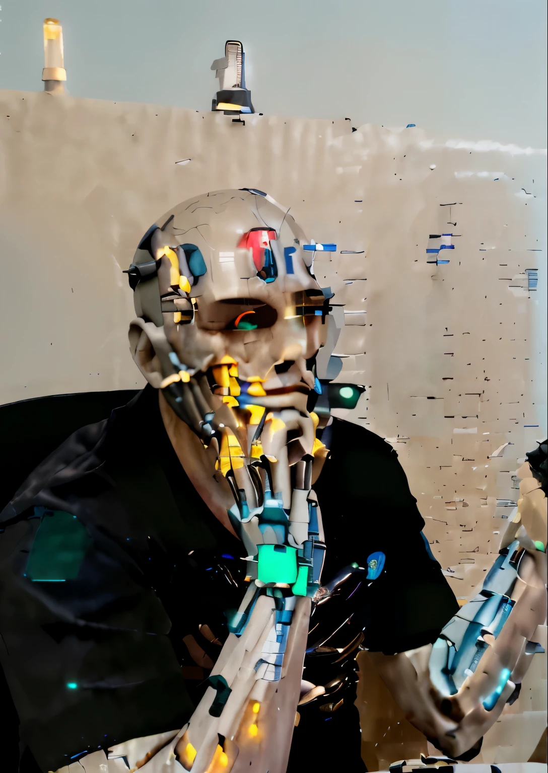 Cyborg, Future, cyberpunk character, robotic body,（Pacific Rim, blue colors：1.1）, 1 person, Mechanical miracle, anatomically correct, textured leather, Best quality, Awarded, High quality, A high resolution, 16k Cyborg, Future, cyberpunk character, robotic body,（Pacific Rim, blue colors：1.1）, 1 person, Mechanical miracle, anatomically correct, textured leather, Best quality, Awarded, High quality, A high resolution, 16k \]