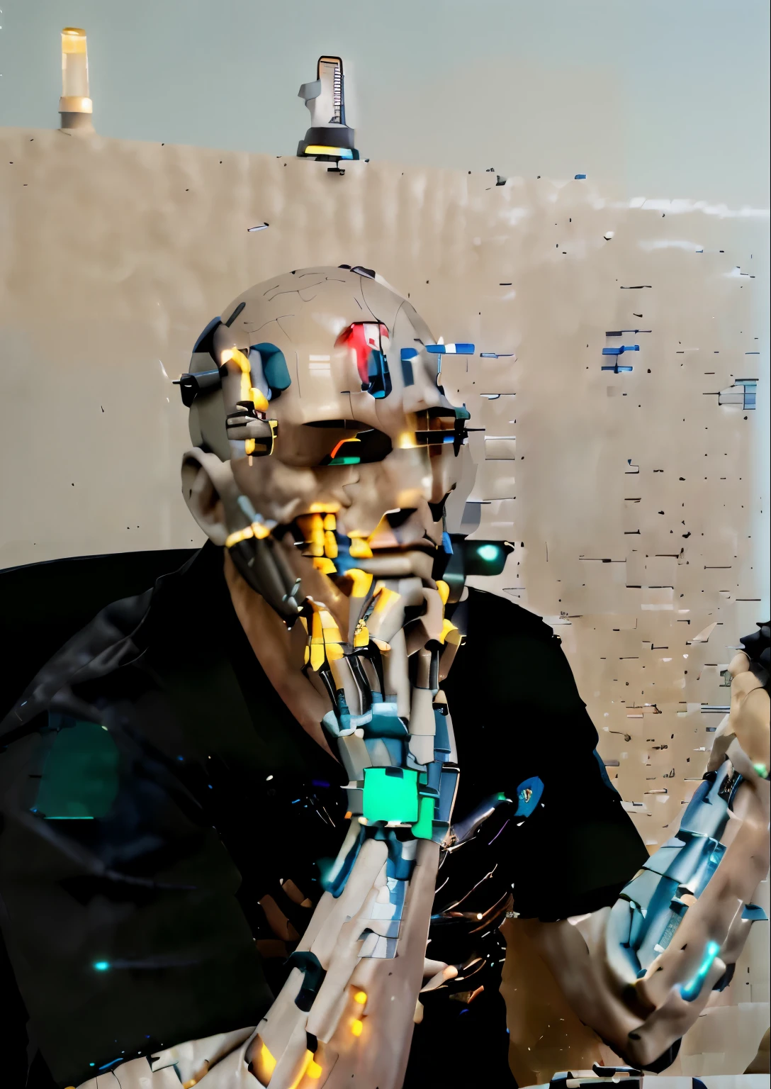 Cyborg, Future, cyberpunk character, robotic body,（Pacific Rim, blue colors：1.1）, 1 person, Mechanical miracle, anatomically correct, textured leather, Best quality, Awarded, High quality, A high resolution, 16k Cyborg, Future, cyberpunk character, robotic body,（Pacific Rim, blue colors：1.1）, 1 person, Mechanical miracle, anatomically correct, textured leather, Best quality, Awarded, High quality, A high resolution, 16k \]