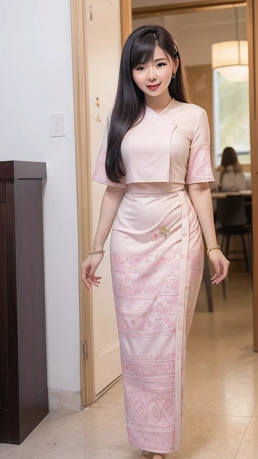 1 girl, long hair , full body, standing, kmm,