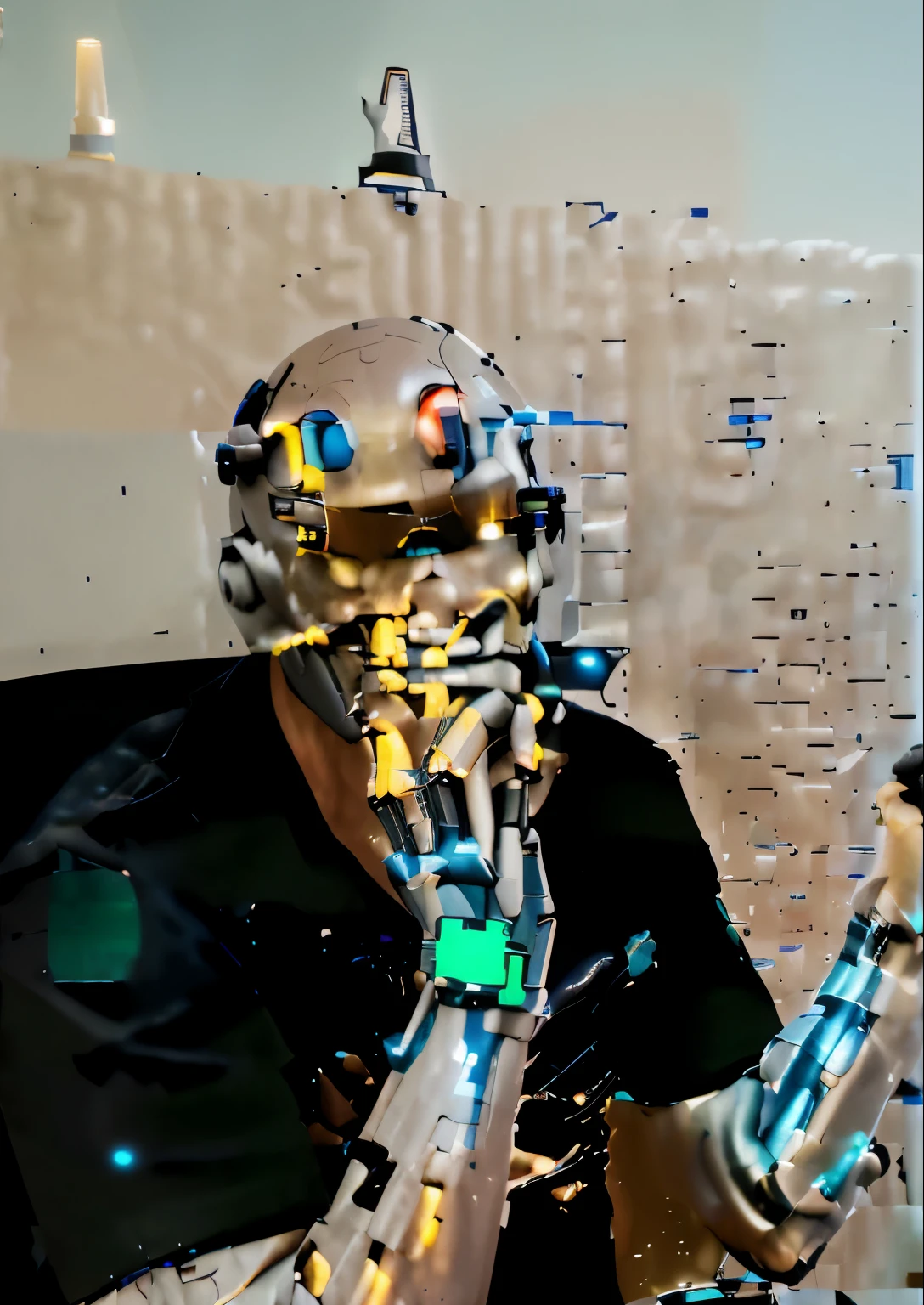 Cyborg, future, cyberpunk character, robotic body,（Pacific Rim, blue colors：1.1）, 1 person, Mechanical miracle, anatomically correct, textured leather, Best quality, Awarded, high quality, A high resolution, 16 thousand. Cyborg, future, cyberpunk character, robotic body,（Pacific Rim, blue colors：1.1）, 1 person, Mechanical miracle, anatomically correct, textured leather, Best quality, Awarded, high quality, A high resolution, 16 thousand. \]