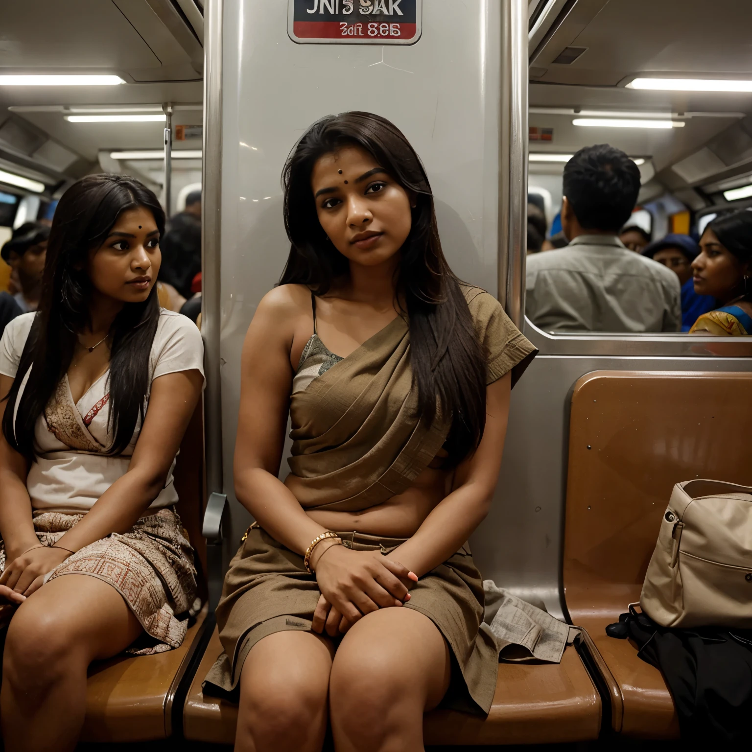 I want an Indian women sitting on the train 
