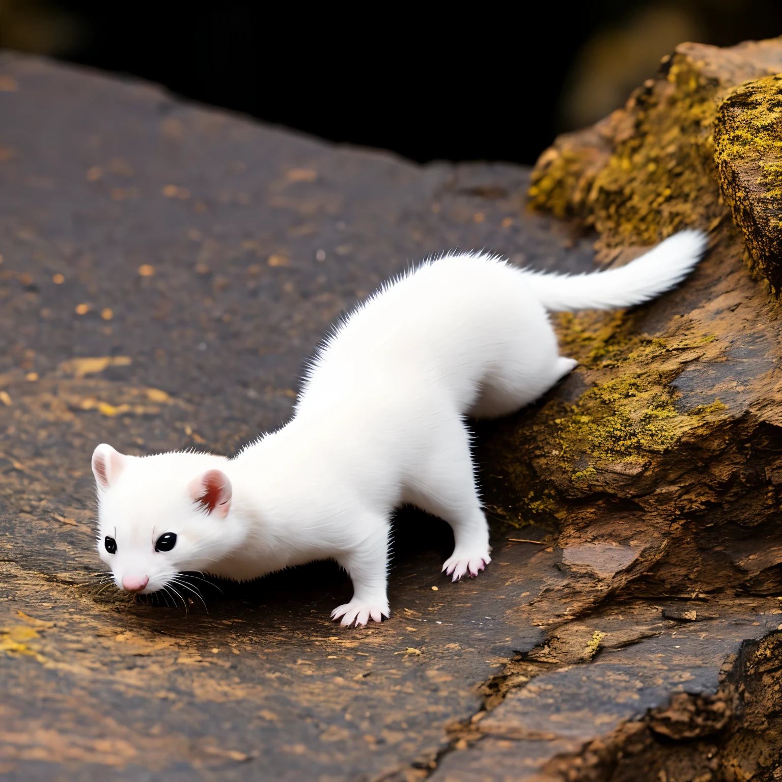 best quality, cute deformed white weasel