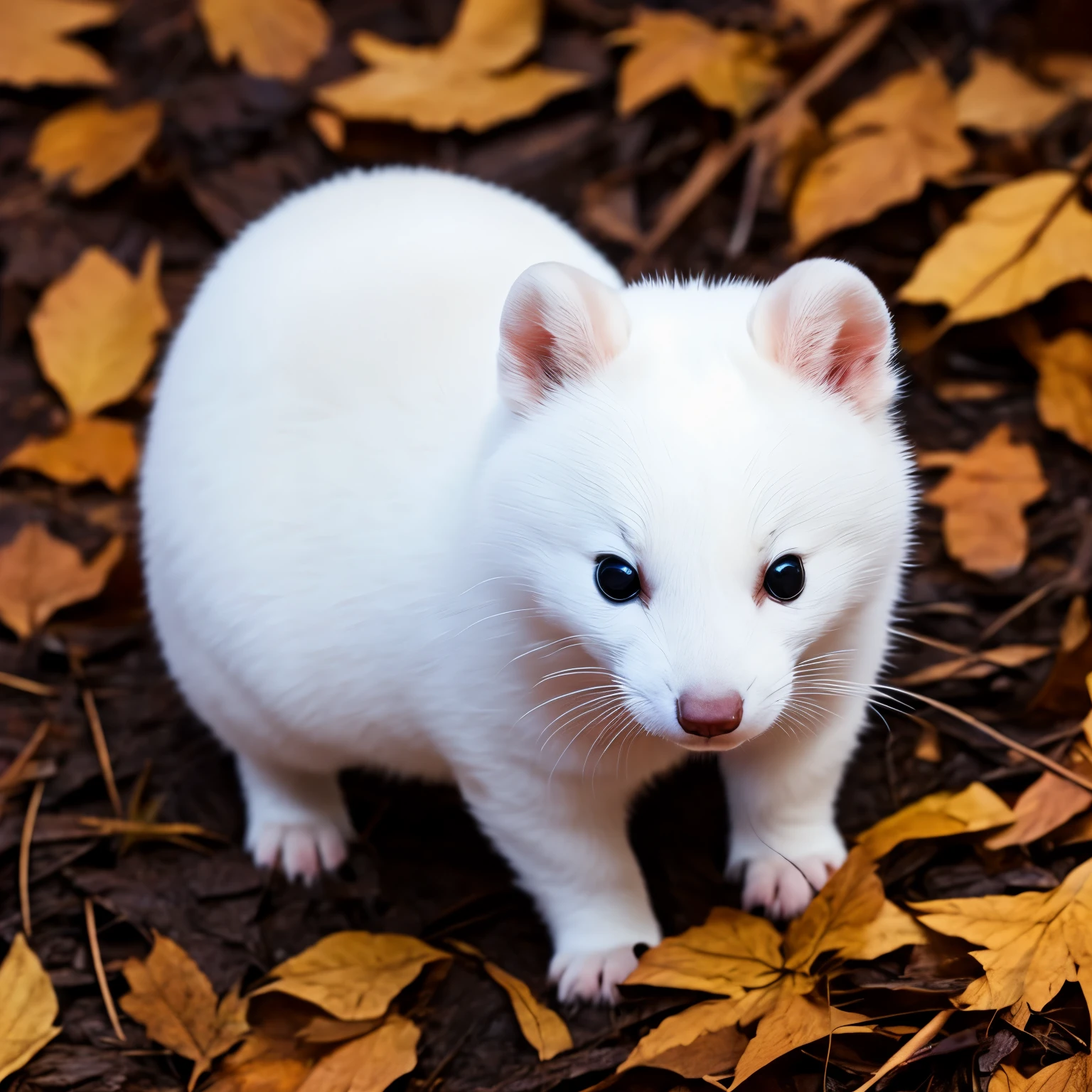 best quality, cute white weasel