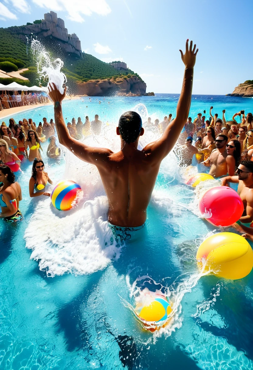  beach /beach party/beach party.pool party, At a beach party in Ibiza, splash room, Big splash, summer swimming ,(( Waves, Beach, Yezishu, Food and Wine)), Have a great time,having fun in the sun.heaven in background, Have a great time.Splashes.