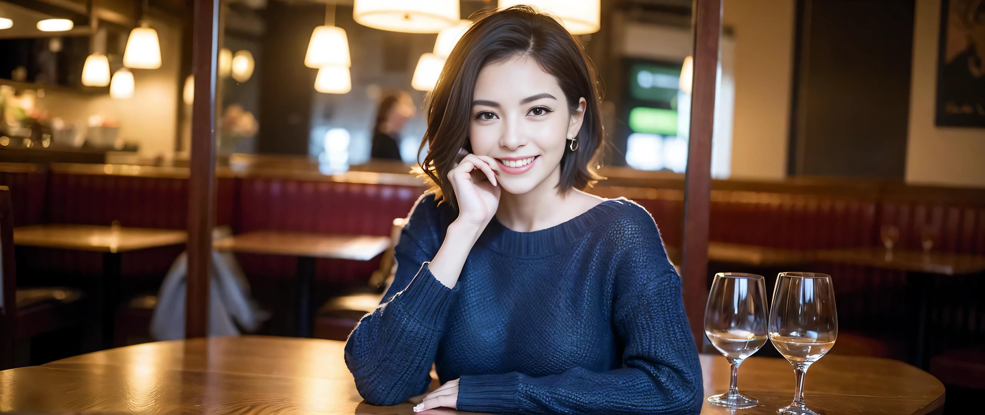 (including 64k、nffsw、highest quality、masterpiece:1.2)、(realistic、Photoreal:1.37)、Super detailed、wine glass、while enjoying wine、mature woman、two beautiful women、(slim face)、(because I'thin)、(brown hair)、(shortcut)、Latino、smileのフランス人女性、happy italian girl、british woman、Americana、cheeks are a little red、(38 years)、42 years old、35 years old、red wine、窓の外には美しく緻密なnight景が広がります.......、restaurant、目立つ場所にあるwine glass、night、(from the waist up)、sit on top、date、(laughter:1.15)、thin and beautiful eyes、cashmere sweater、long sleeve dress、Japanese、(short hair:1.2)、Float NovaFrogStyle、、modeled、from the waist up、White wine、turned into slime、wine glass、超綺麗なnight景、wine glassを真ん中に置きます、smile、(8k、RAW photo、highest quality、masterpiece:1.2)、(realistic、Photoreal:1.37)、Super detailed、ultra high resolution、2 females、see the beholder、beautiful and detailed face、laughter、narrow、(slim waist) :1.3)、knit shirt、Fine and beautiful skin、skin texture、floating hair、professional light needle breast、kind eyes