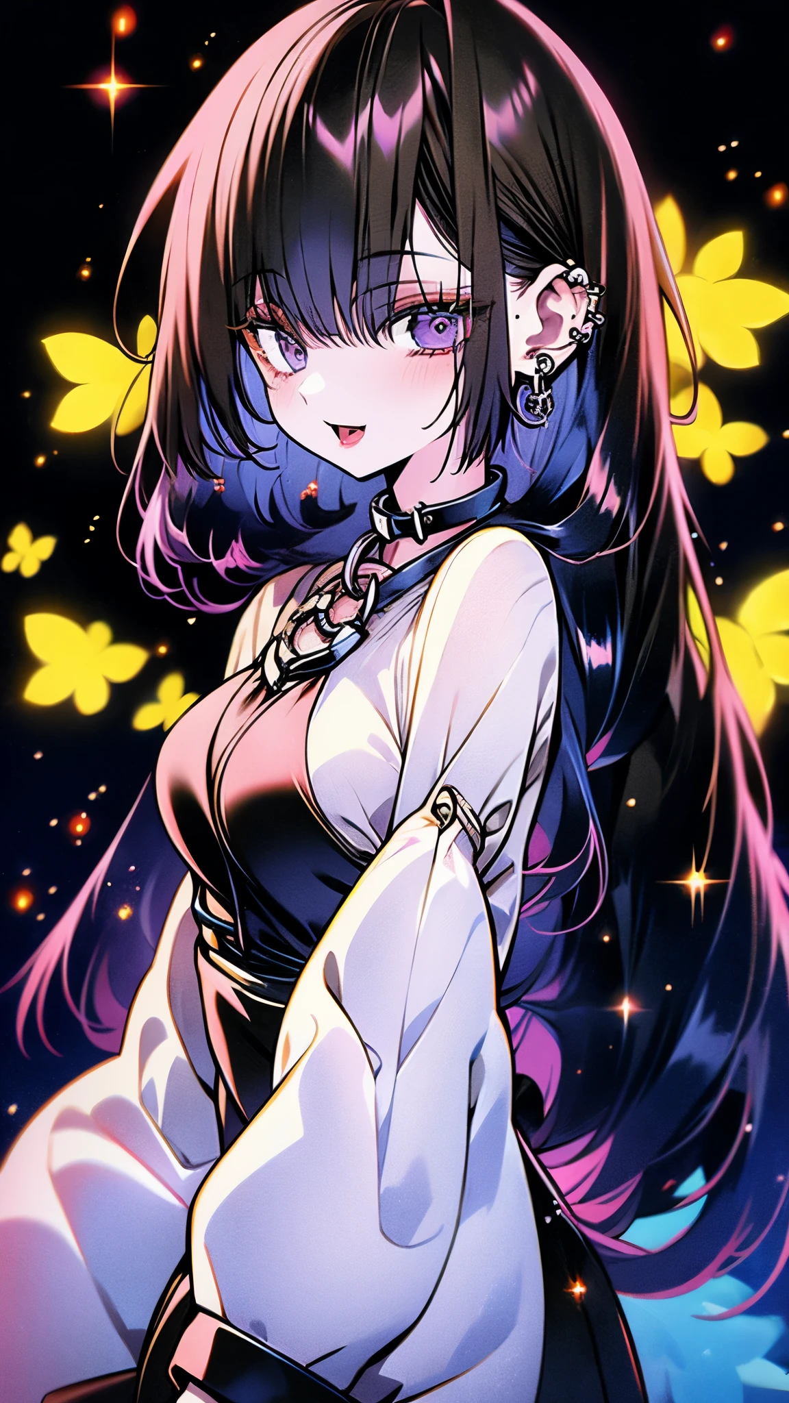 gothic、Harness、purple、long hair、punk、FullBody、FromFront、high resolution、High resolution