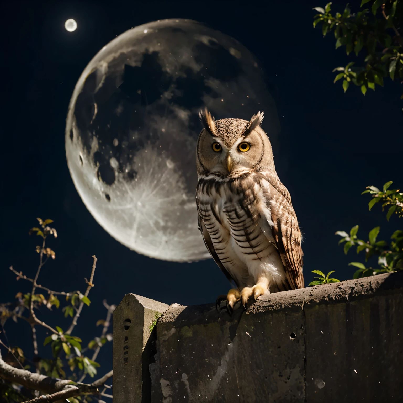 Owl and the moon