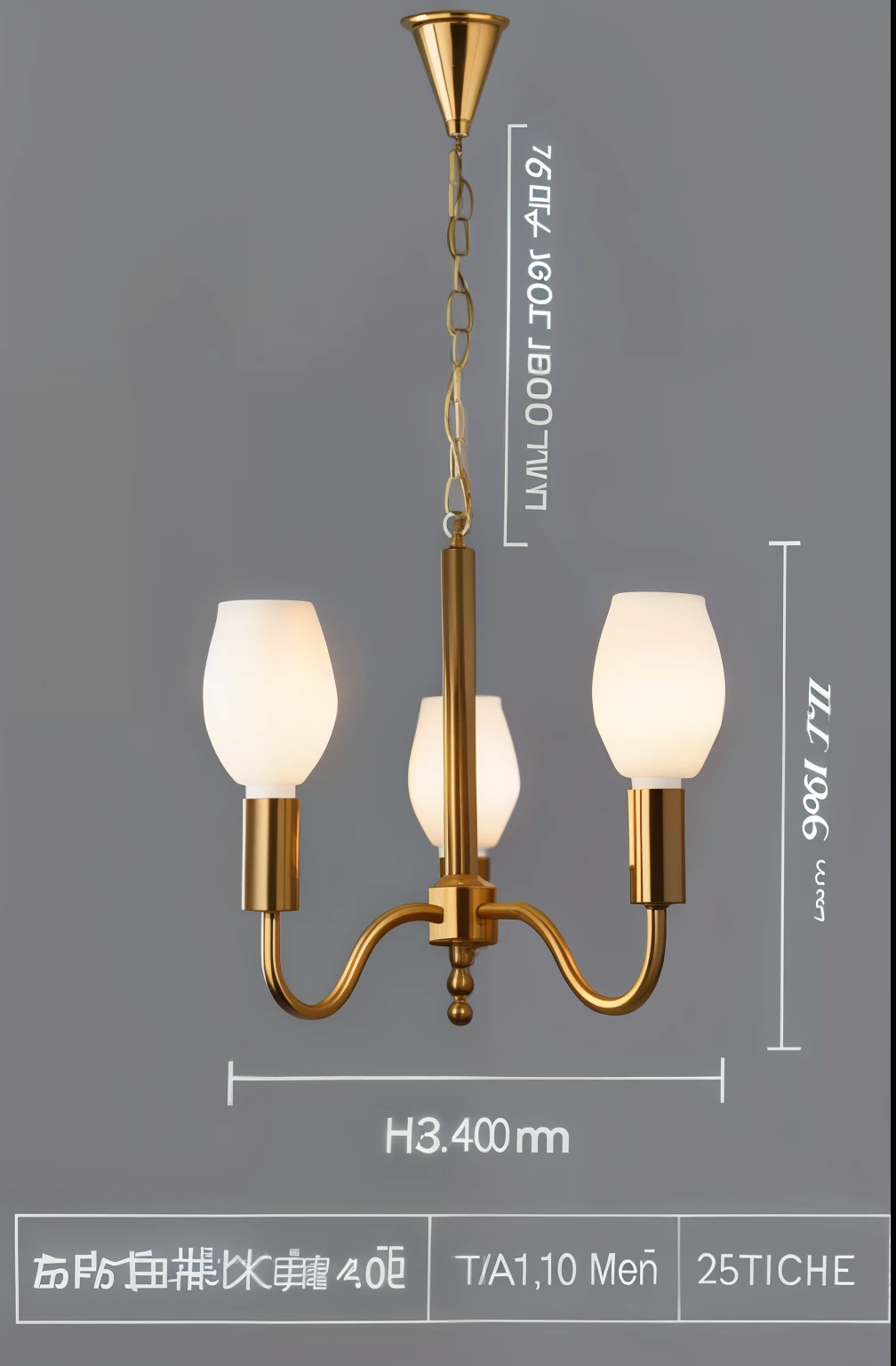 Picture of chandelier with three lights and a chain, Retro - in 1 0 2 4, Ha 576, Modern lighting, classical lighting, elegant light, three point lighting, good lighting, Quality lighting, famous designer lamp, Fashion lighting, Hours 768, Hours 7 6 8, soft warm light, nice lighting, golden zebra lighting