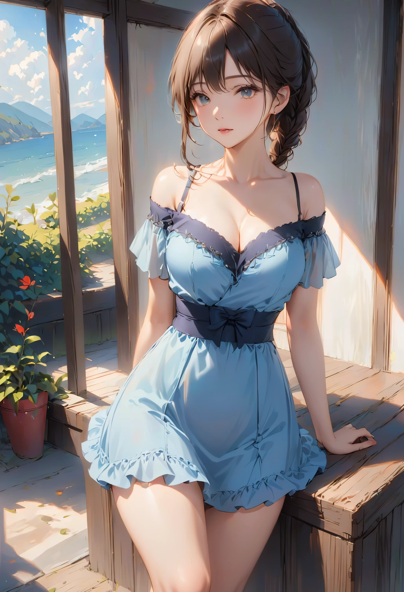 best quality, Excellent details, ultra high resolution, (Fidelity: 1.4), best illustrations, Offer details, Highly concentrated 1girl, Has a delicate and beautiful face, Delicate collarbone, High quality fishtail skirt, shy