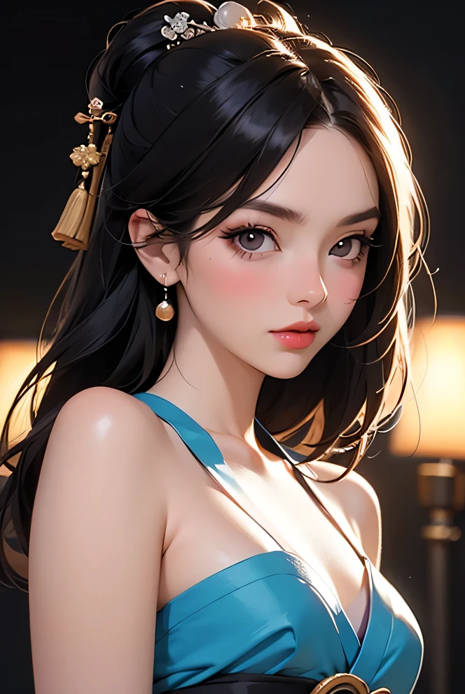 wgz style,Highly detailed portrait of a beautiful woman,Perfect female makeup,Classical Oil Painting,Masamune Shirow, William Tae Kim