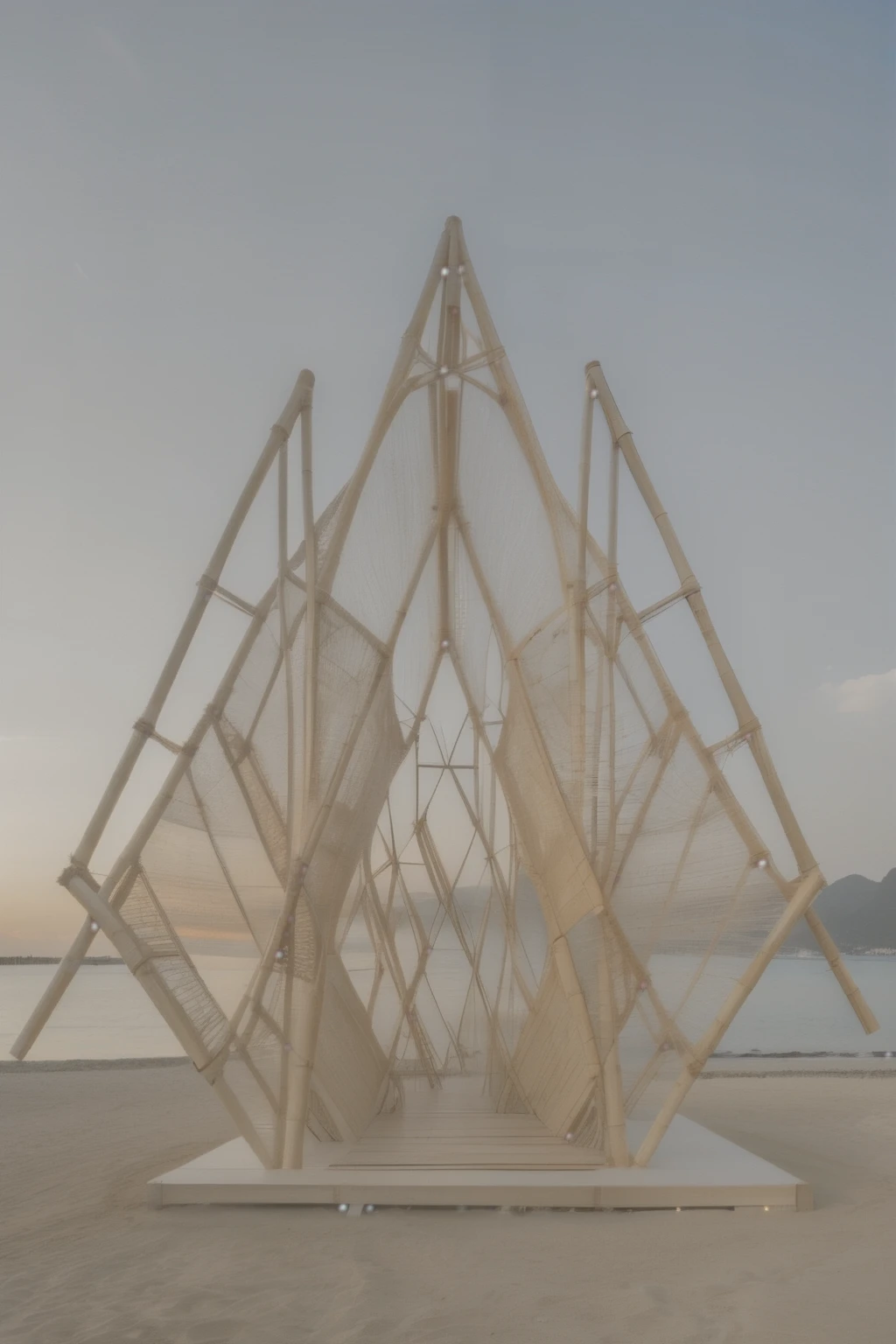 abstract sculpture,Structured,Art installations,clear structure,Bamboo woven structure,Large installations,split structure