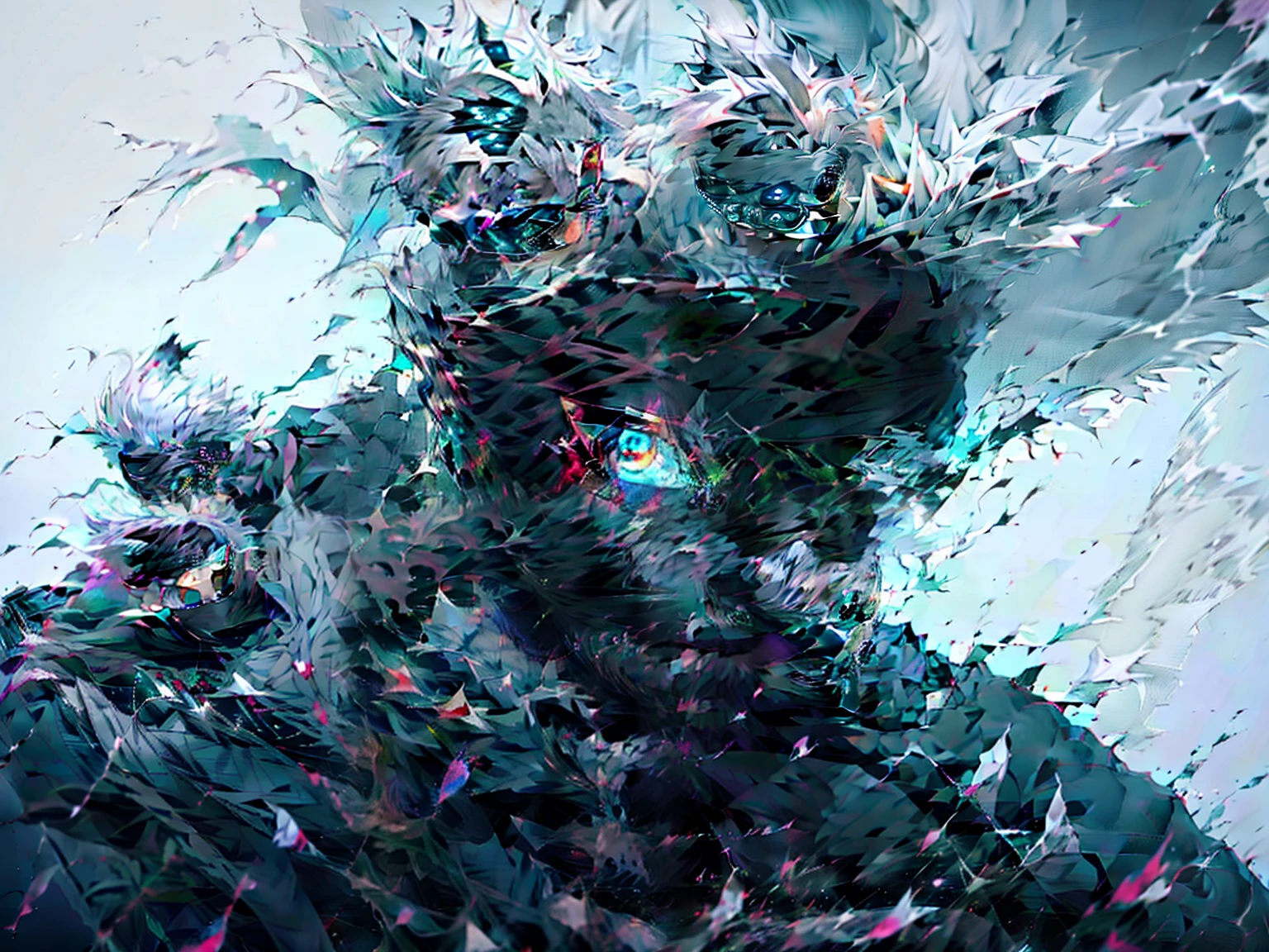 Anime boy with white hair and black glasses looking down, he wears an eye mask, wearing an eye mask, kaneki ken, he has dark gray hair, an edgy age assassin, black eye mask, Kaneki Ken, Wearing a black mempo mask, Wearing goggles around neck, 戴eye mask, eye mask, Male anime style, Male anime characters