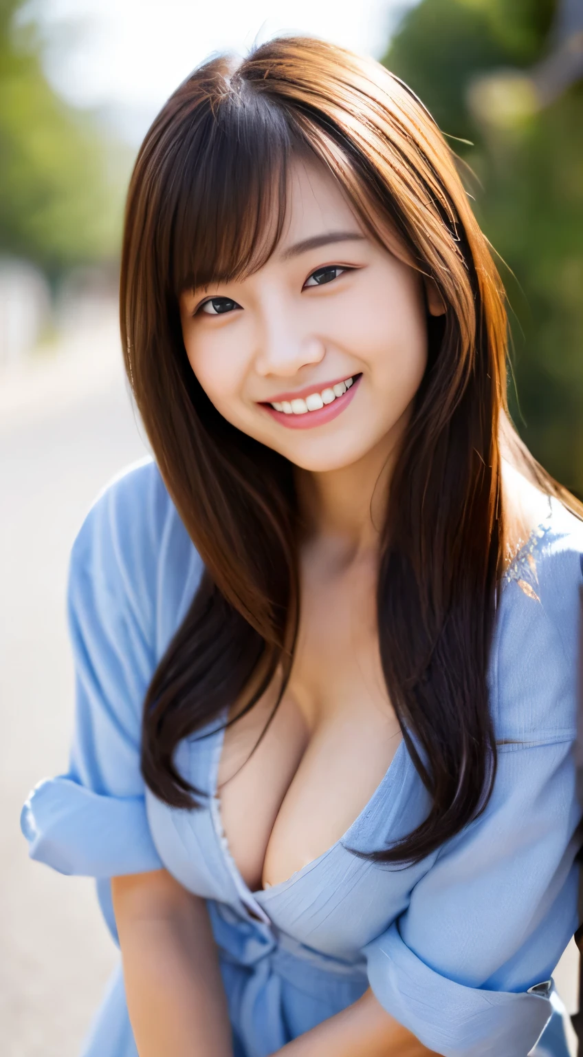 (Japanese ),((beautiful girl)),cleavage,(perfect body beauty:1.2),(shy smile),beautiful teeth,