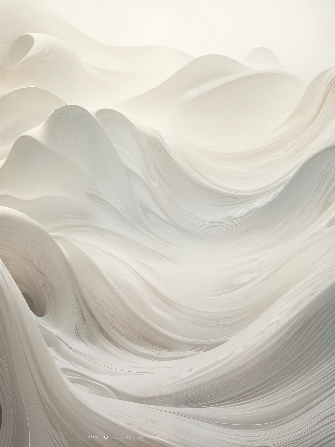 there is a white wave pattern that is on the wall, flowing lines, abstract white fluid, rippled white landscape, fine swirling lines, soft lines, flowing forms, flowing material, 4k highly detailed digital art, foamy waves, fluid lines, soft organic abstraction, abstract cloth simulation, 4k detailed digital art, silk flowing in wind, fractal waves