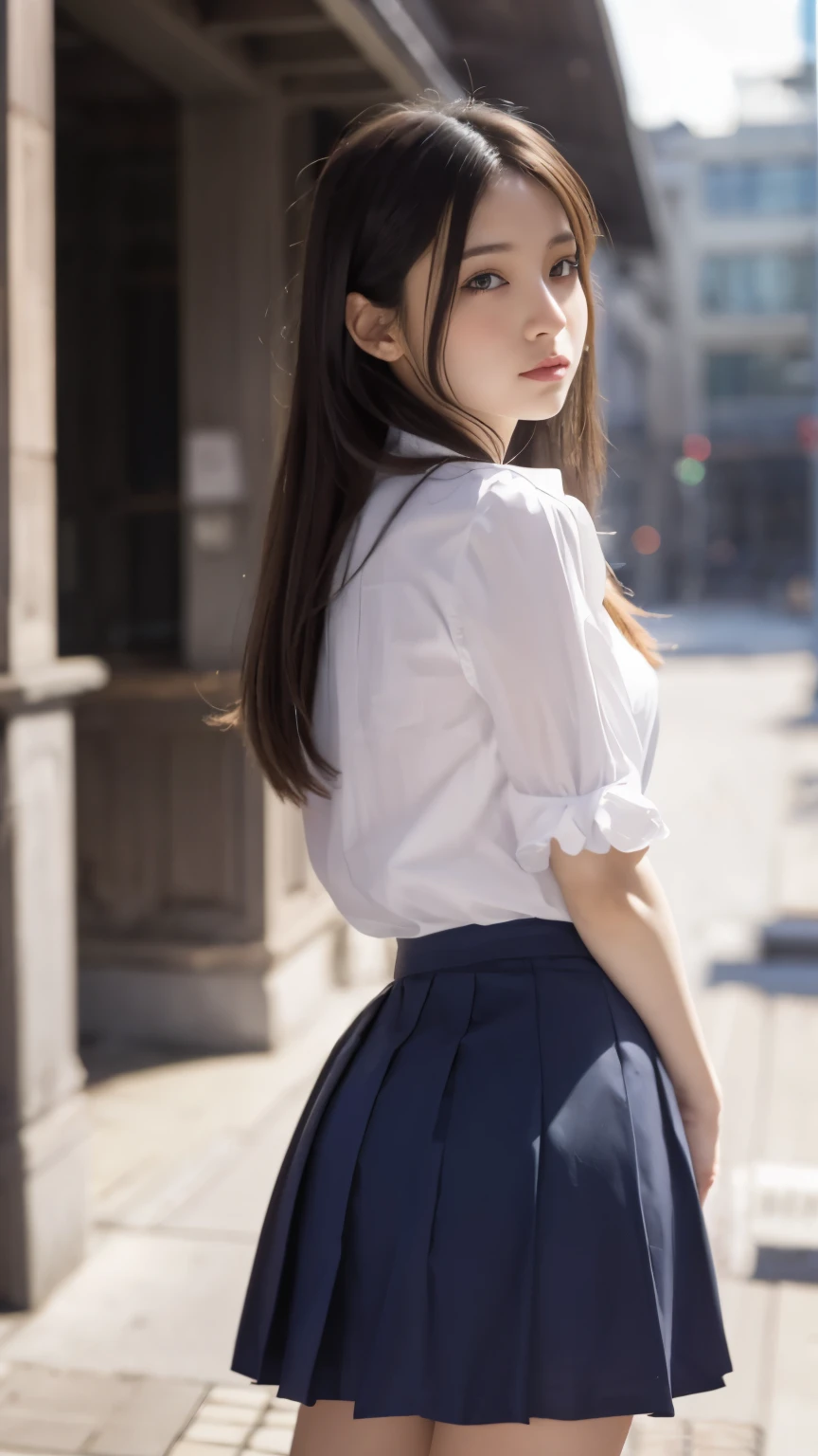 18 years old, from below, from the ground, camisole, skirt, underwear pattern, peeking, straddling, top of school uniform,