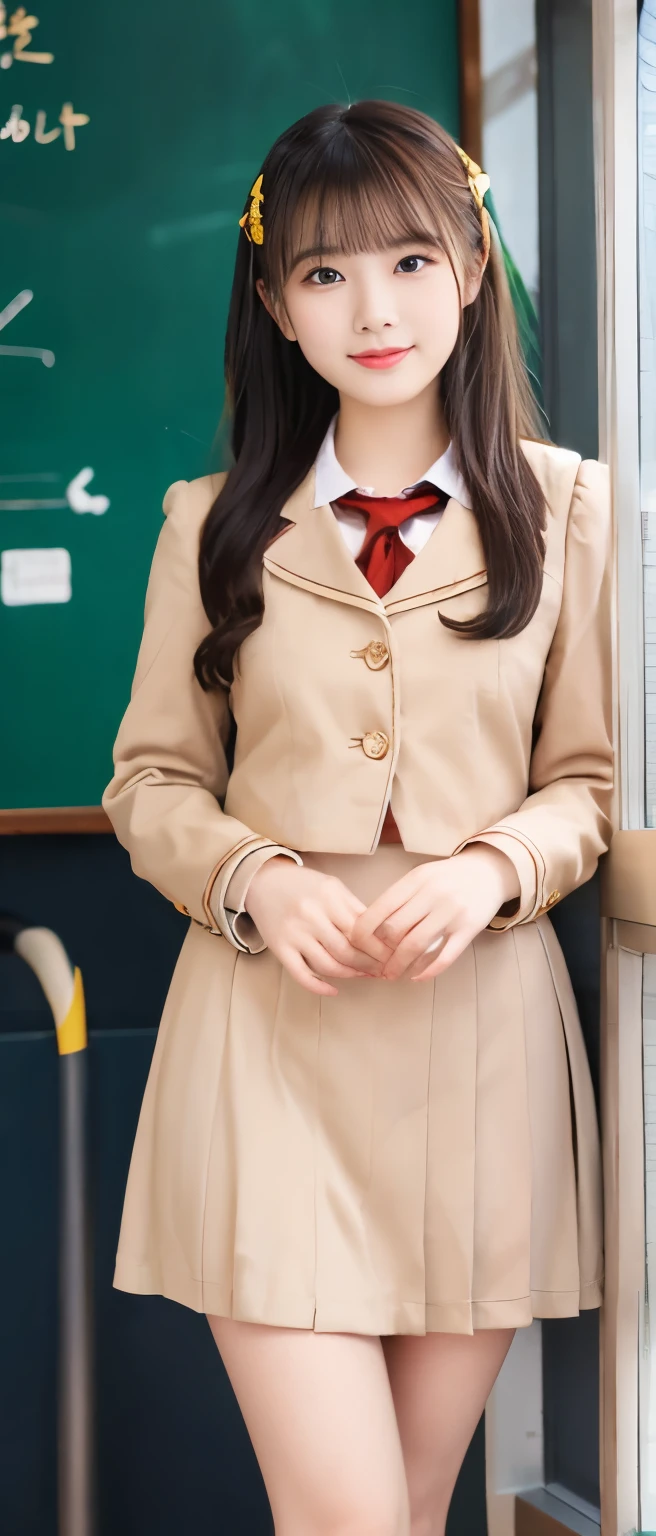 Innocent high school girl idol、whole body、good style、、、gold miniskirt uniform、thick legs、golden classroom