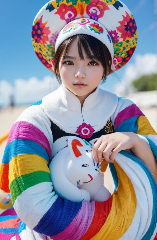 1 girl,white color,Sony Alpha 1,Sony FE 16-35mm f/2.8 GM,sharp focus,highly detailed,rich colors,vibrant colors,trend on Artstation,4k,xxmix girl,(alebrijes art style)