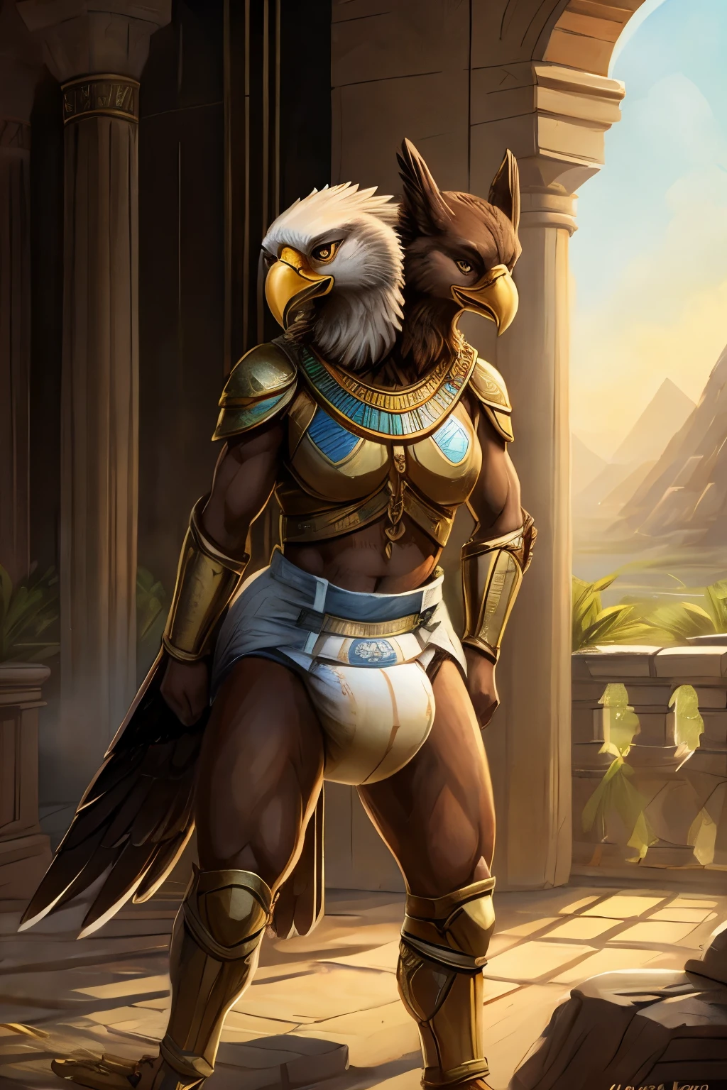 Female eagle, concept art, vagina, milf body, masterpiece, front and back view, tail, high quality, feet, dark nipples, torn clothes, 