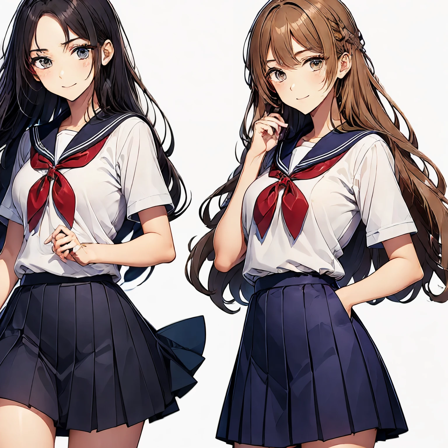 high quality,((2girls,chyuri,snuggling,smile)),Japanese high school student,short sleeve sailor school uniform,