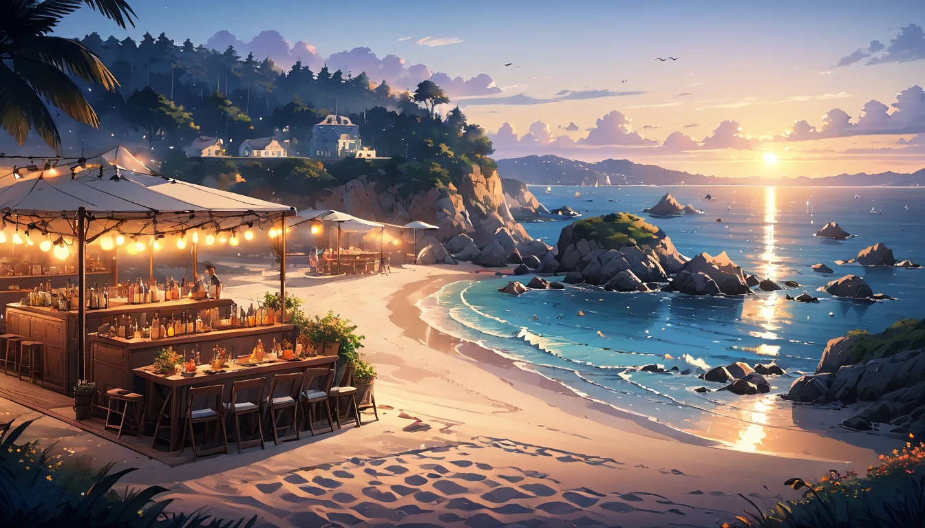 beach /beach party/beach party.Campervan.beach.seaside..fine wine.Delicious food.Jess tree.open心快樂玩樂的人們.beautiful coastline.sunset.open. (best quality,4k,8k,high resolution,masterpiece:1.2),super detailed,(actual,photoactual,photo-actual:1.37),, Wide-angle lens, super wide angle, best qualitycinematic lighting, depth of field, anatomically correct...
