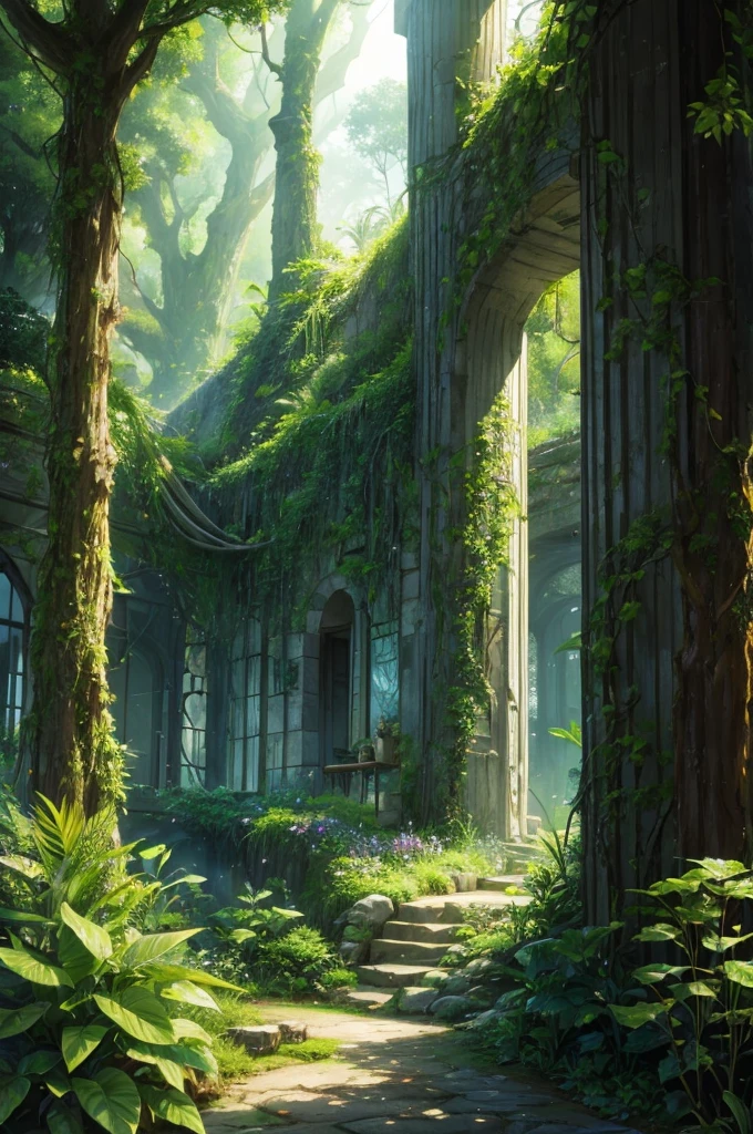 lush forest and plants.