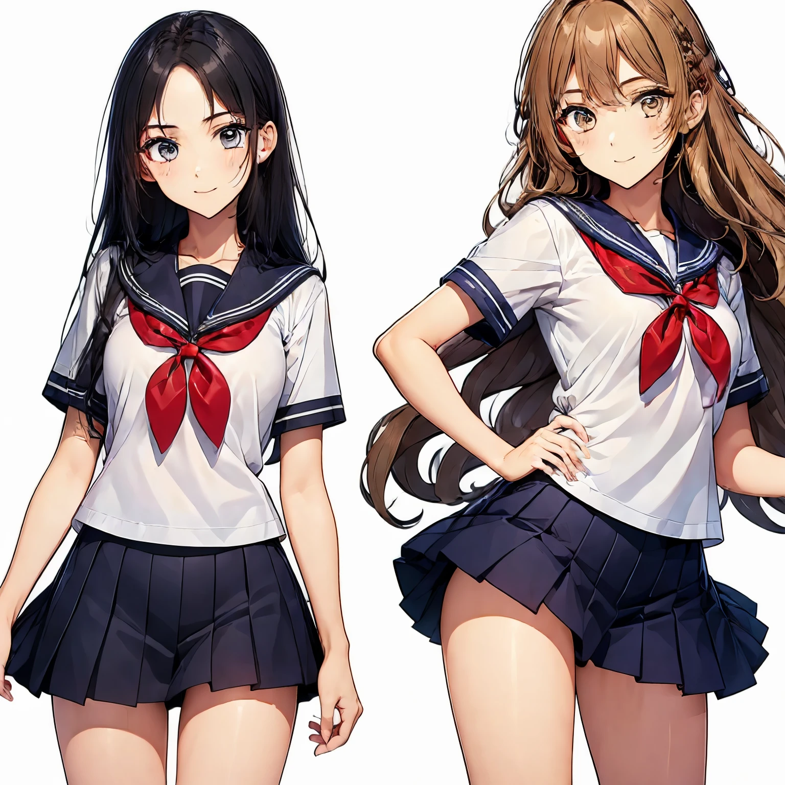 high quality,((2girls,chyuri,snuggling,smile)),Japanese high school student,short sleeve sailor school uniform,