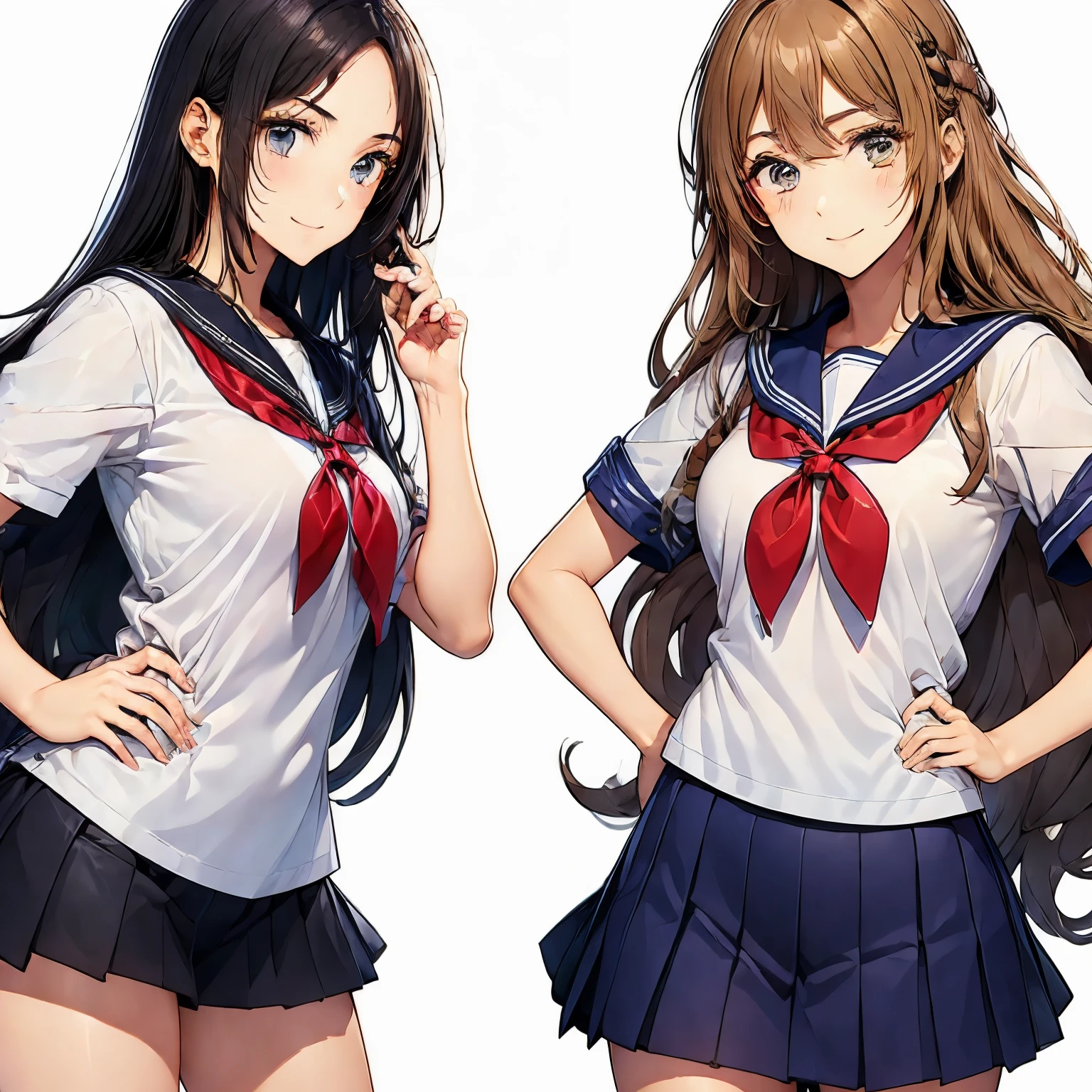 high quality,((2girls,chyuri,snuggling,smile)),Japanese high school student,short sleeve sailor school uniform,