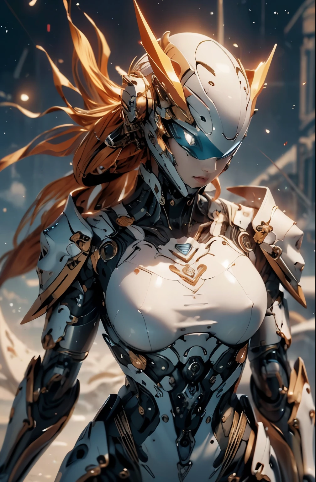 Complex and gorgeous anime CGI style, highly detailed fantasy characters, 4K high-definition digital art, Karol Bak Oud, 宇宙のサイボーグgoddess, Beautiful digital artwork, 2. 5d cgi anime fantasy artwork, goddess. very high detail, cyborg queen portrait, 非常に詳細なgoddessのショット, half body machine, inorganic, Next generation high performance cyborg, goddess of Machines, perfect cyborg, ultimate replicant, A masterpiece created by ultra-high performance AI, ultimate weapon, highest quality, perfect angle, perfect composition, sharp outline, best shot, perfect shape, perfect model style, very beautiful and delicate eyes, empty eyes, blue eyes without pupils