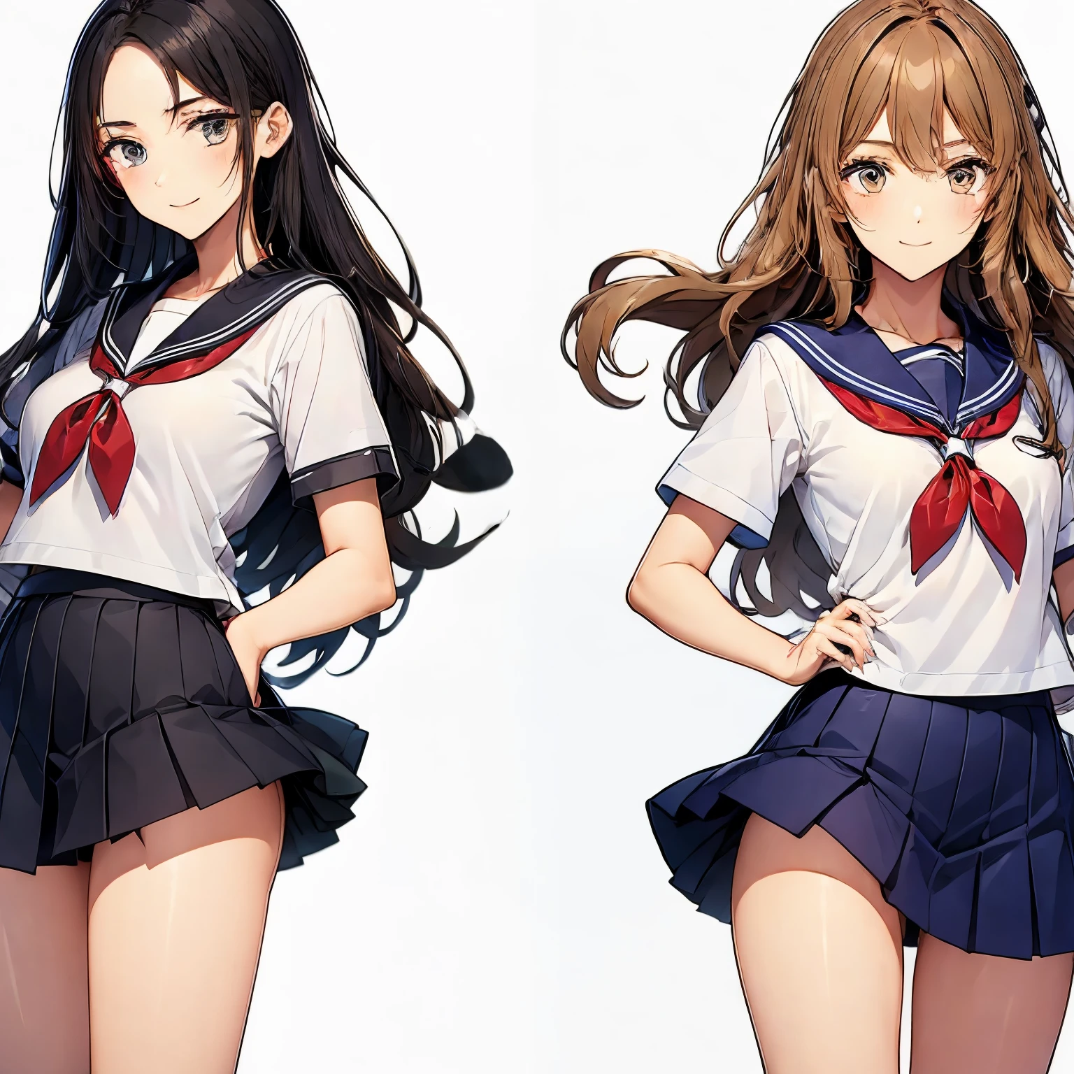 high quality,((2girls,chyuri,snuggling,smile)),Japanese high school student,short sleeve sailor school uniform,