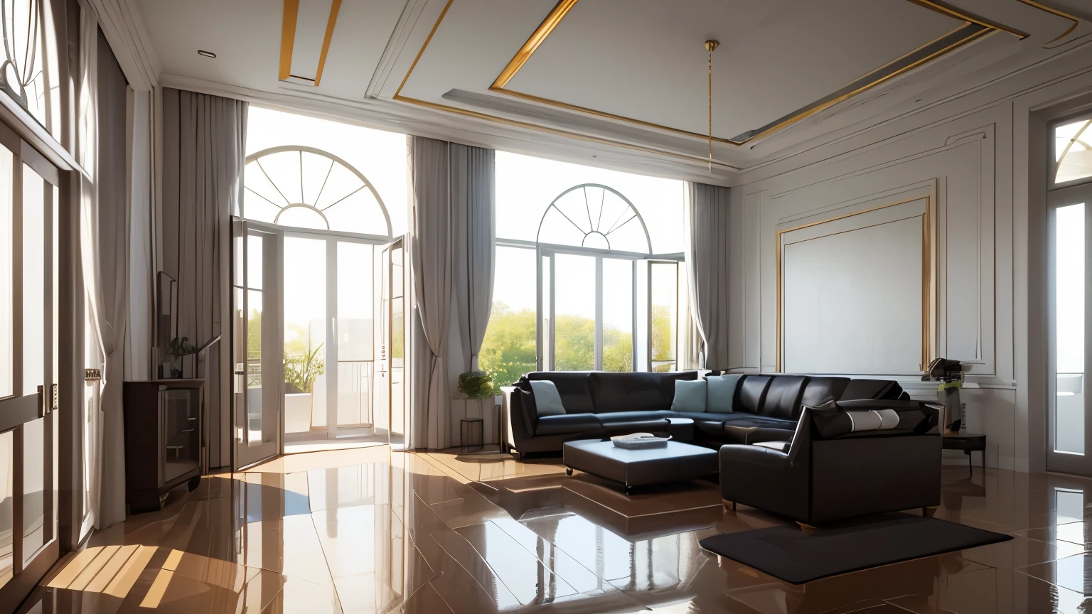 you are a famous interior designer、I was asked to create a 3D image of a large modern room.。. Create a harmonious environment with modern and minimalist furniture. Including garden interior.