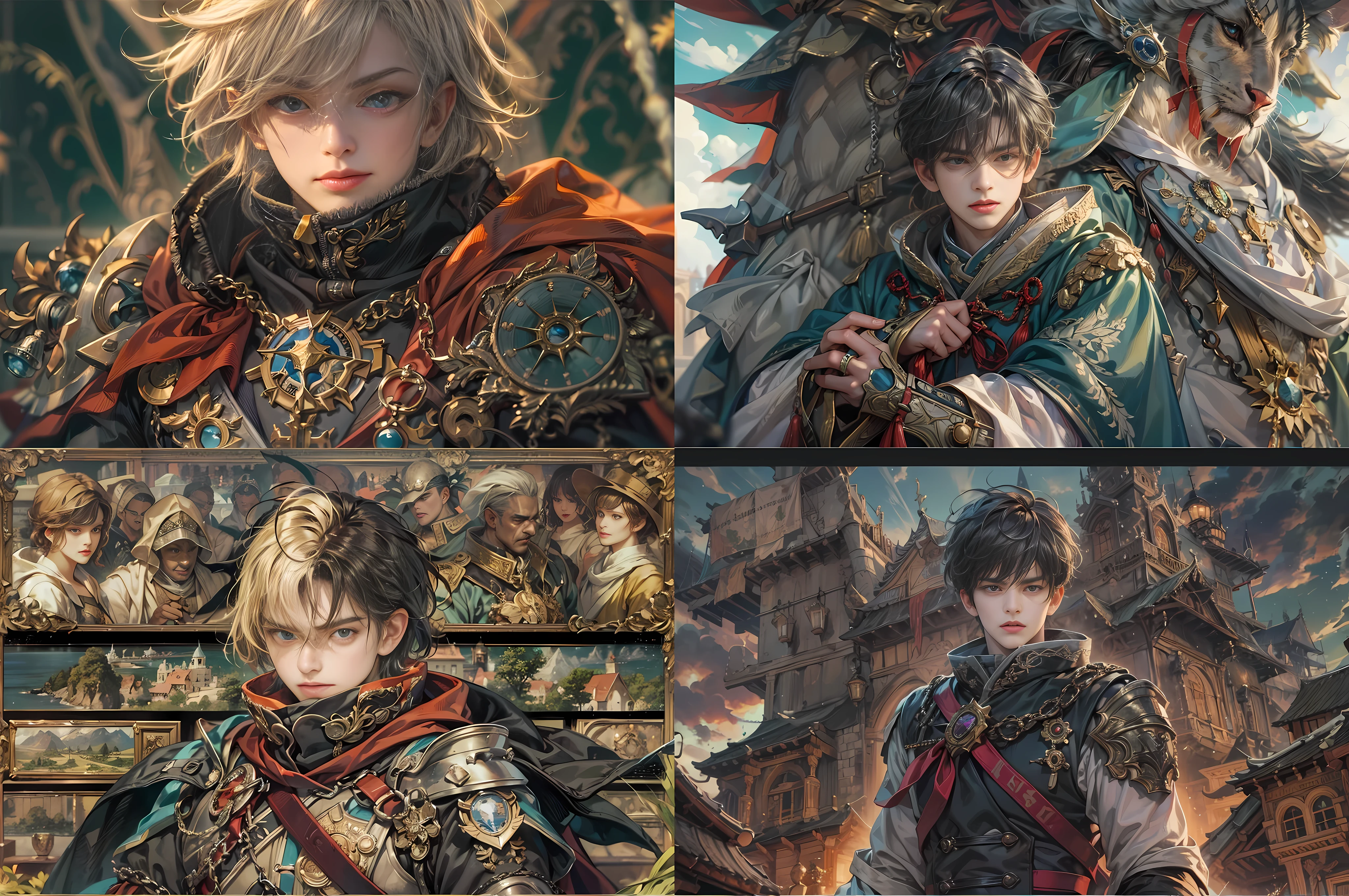 (absurdres, highres, ultra detailed, HDR), masterpiece, best quality, brigandine console character, handsome boy, cool hero, big anime eyes, young boy, detailed scenery, detailed character, art kenouji