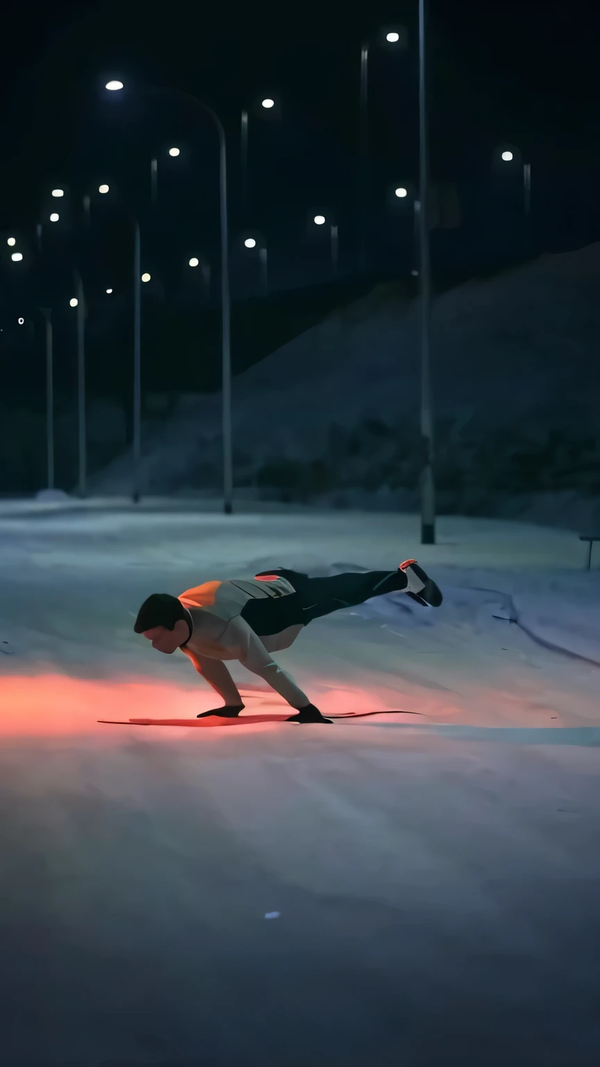Skier in black and white clothing performs stunts on snowy slopes, dynamic skating, super slow motion, YouTube video screenshot, Super real movie shooting, Stunning visual effects, Incredible visuals, Skilled, Movie screenshots, vfx action shot, snow light, floating, author:Sigrid Jetten, Break dance, Photographed by Higuera, national geographic, visual effects shoot