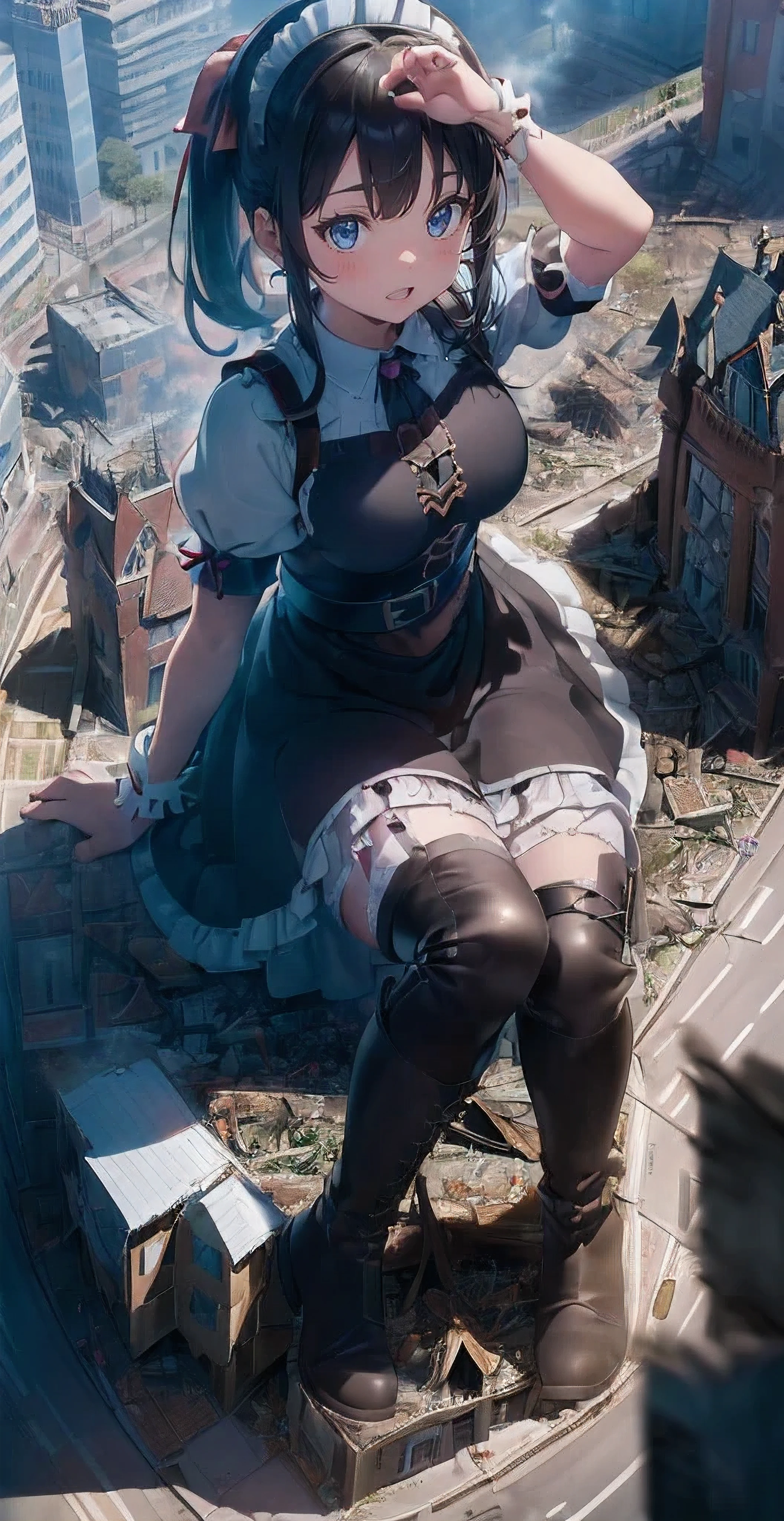 (((((maid sitting in a broken house))))),((((lily)))),((((lesbian)))),((((Two maids)))),troubled face、rub your chest、underboob、Run、masterpiece、High resolution、high quality、looking at camera、Plump、chest pocket、長nipple、Angel、((((boots)))),Plump、ファイナルfantasy world,fantasy world、(((dark hero))),((((tucked up dress)))),(White Gothic Idol Princess Ruffle Ribbon Maid Clothes)、(((((((A girl bigger than a castle)))))))、background blur、Gulliver&#39;trip、alice in wonderland、city of rubble、((((super huge breasts))))、big breasts、big breasts、big breasts、big breasts、big breasts、((((Plumpした太もも))))、Plumpした太もも、(((((City fires in medieval Europe)))))、((((giant girl straddling the castle))))、cigarette、((((Urban explosion in medieval Europe))))、reach out your hand、Ruins at the end of the century、((((spread your legs and show me your panties)))),進撃の巨人のThe giant girl who moves the earth、((Ultraman)）、(((Giant of Light))),The giant girl who moves the earth、(((((足元のcity of rubble、A castle of rubble at my feet)))))、flying debris、loafers、low angle camera、high school girl、((((fighting pose))))、((((A big explosion at my feet))))、8ｋ、High image quality High image quality、nipple、sheer shirt、There&#39;There&#39;There&#39;There&#39;s a dwarven tank at your feet....、((((Destroy a broken dwarf castle with your feet))))、Confront an army of dwarves