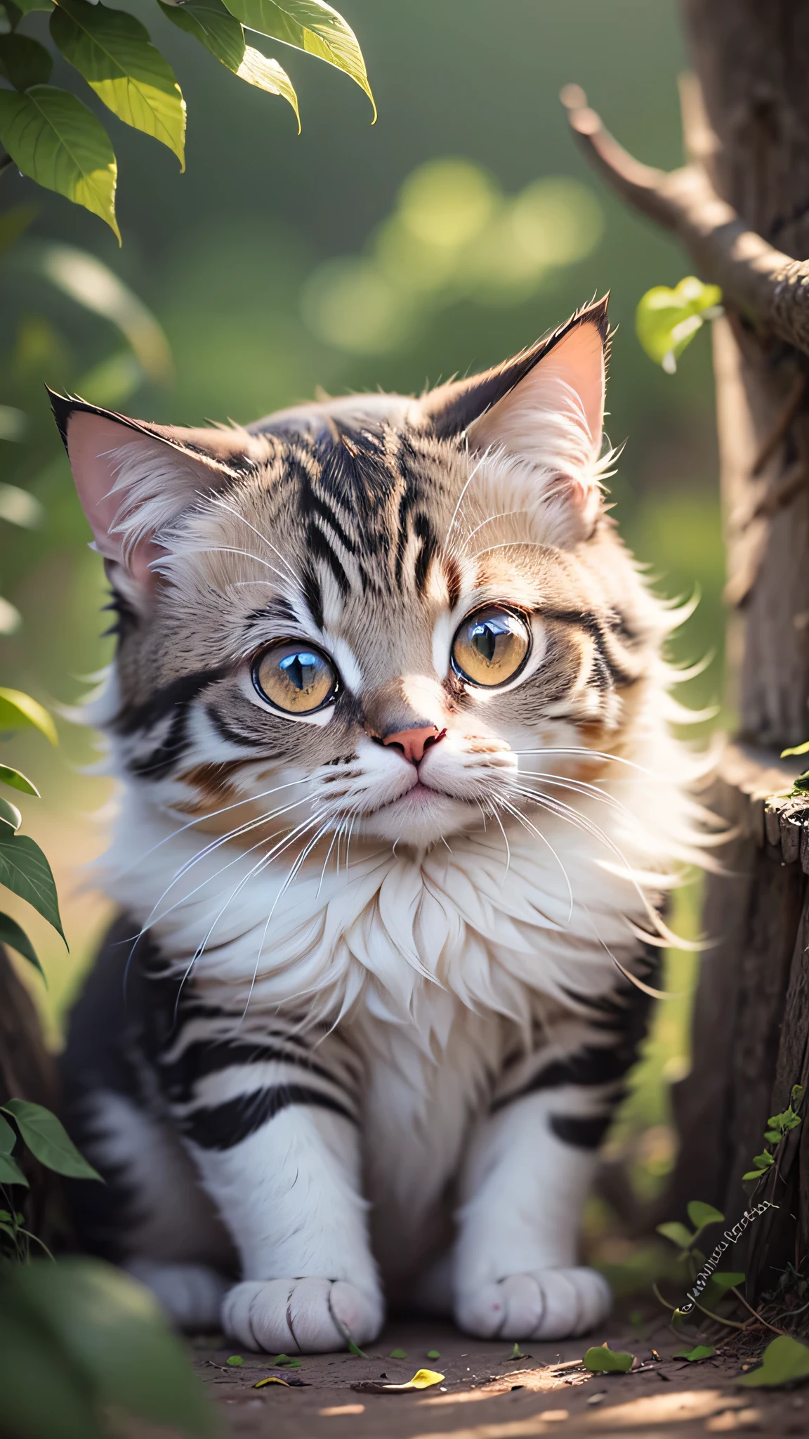 cute little surreal cat、scottish fold、droopy ears、Little、adorable fluffy、cinematic lighting effects、Charming、very cute、fantasy art、Bokeh、digital painting、soft lighting、4K resolution、 photorealistic rendering、very detailed、a realistic masterpiece、professional photography、
