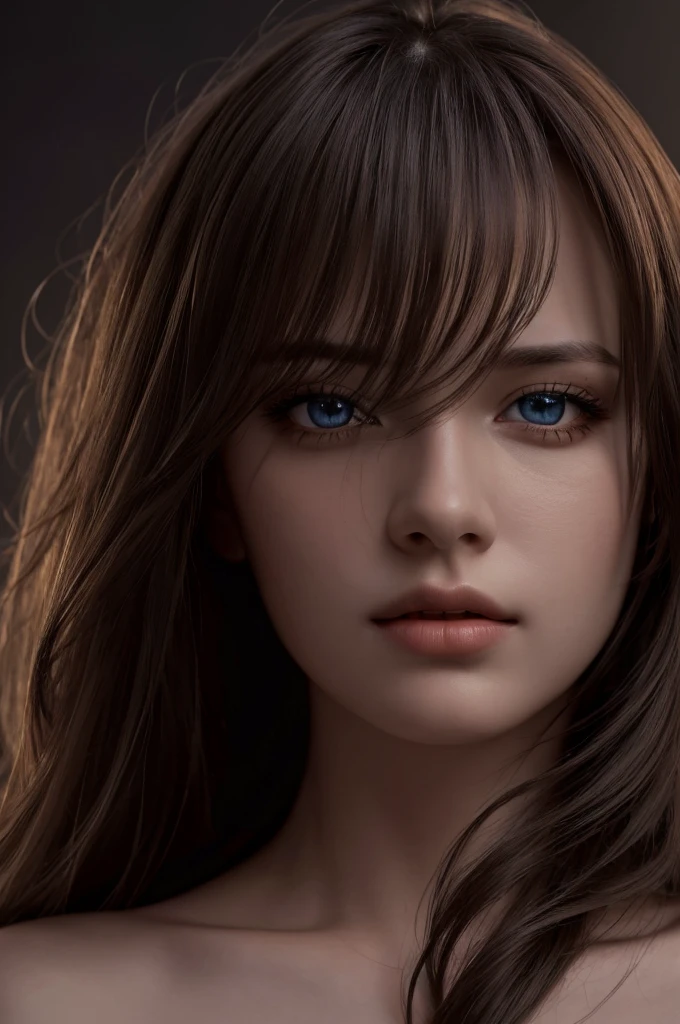 Best quality, masterpiece, ultra high res, (photorealistic:1.37), raw photo, 1girl, long hair, beautifull eyes, beautifull face, detailed eyes and face, t-shirt, dynamic lighting, in the dark, deep shadow, low key, cowboy shot