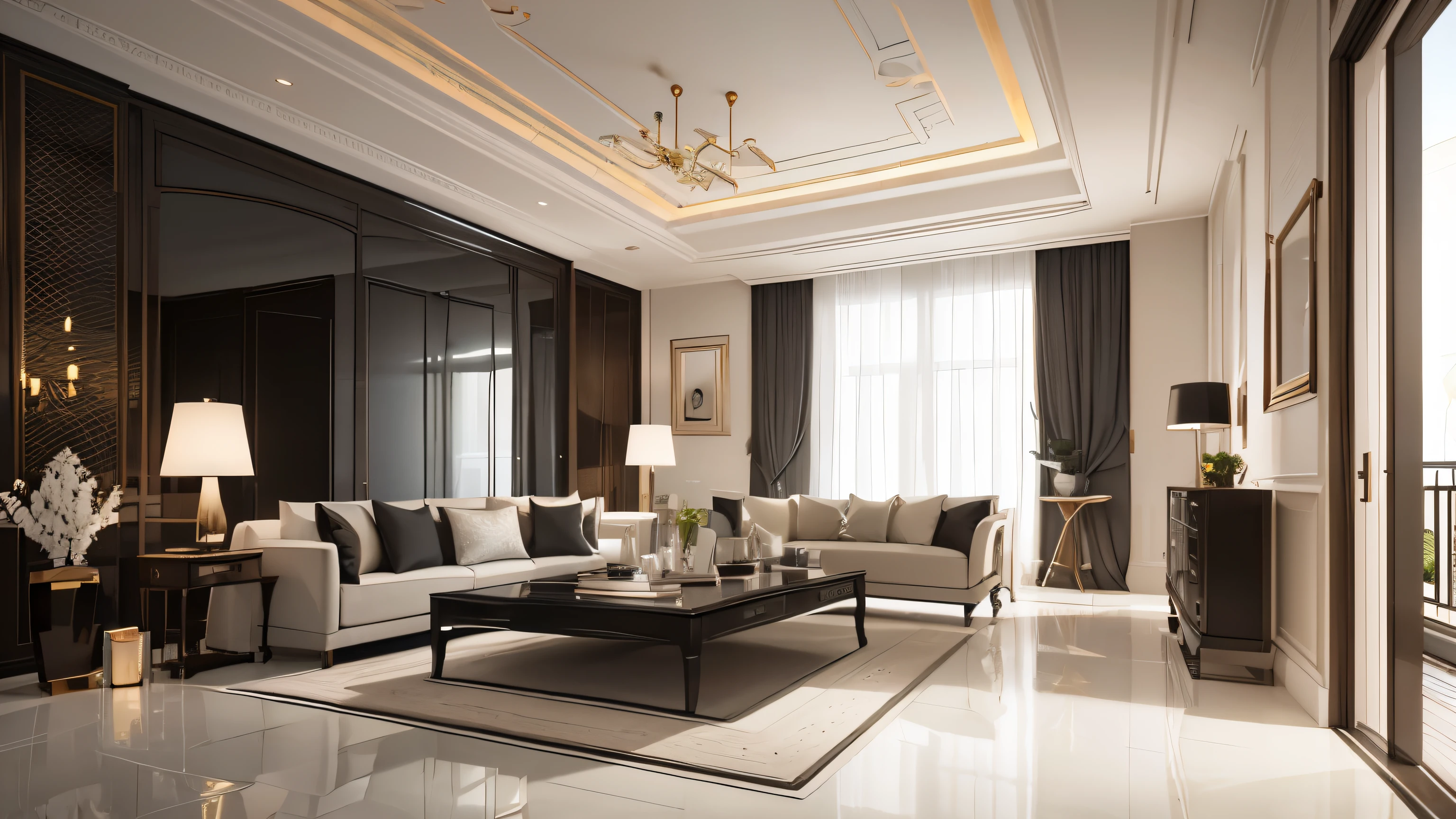 you are a famous interior designer、I was asked to create a 3D image of a large modern room.。. Create a harmonious environment with modern and minimalist furniture. Including garden interior.