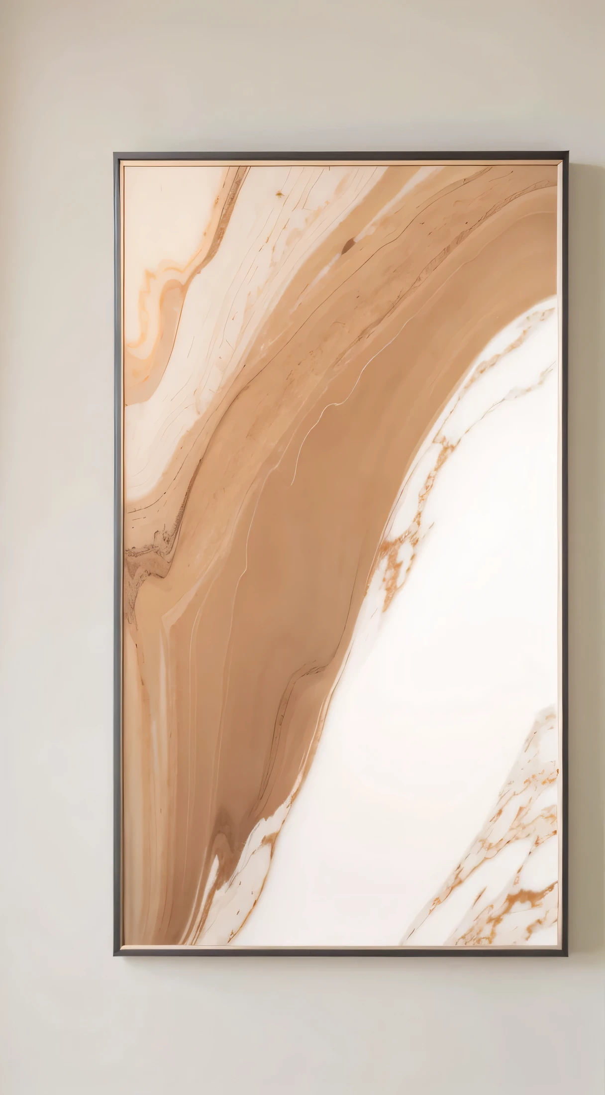 a picture of a painting on a wall above a couch, carved marble texture silk cloth, ultrafine detailed painting, sand - colored walls, abstract minimalist painting, abstract liquid acrylic art, high quality 16k digital art, abstract mirrors, clean elegant painting, sand color, abstract minimalism art painting, canvas art print, gradient brown to white